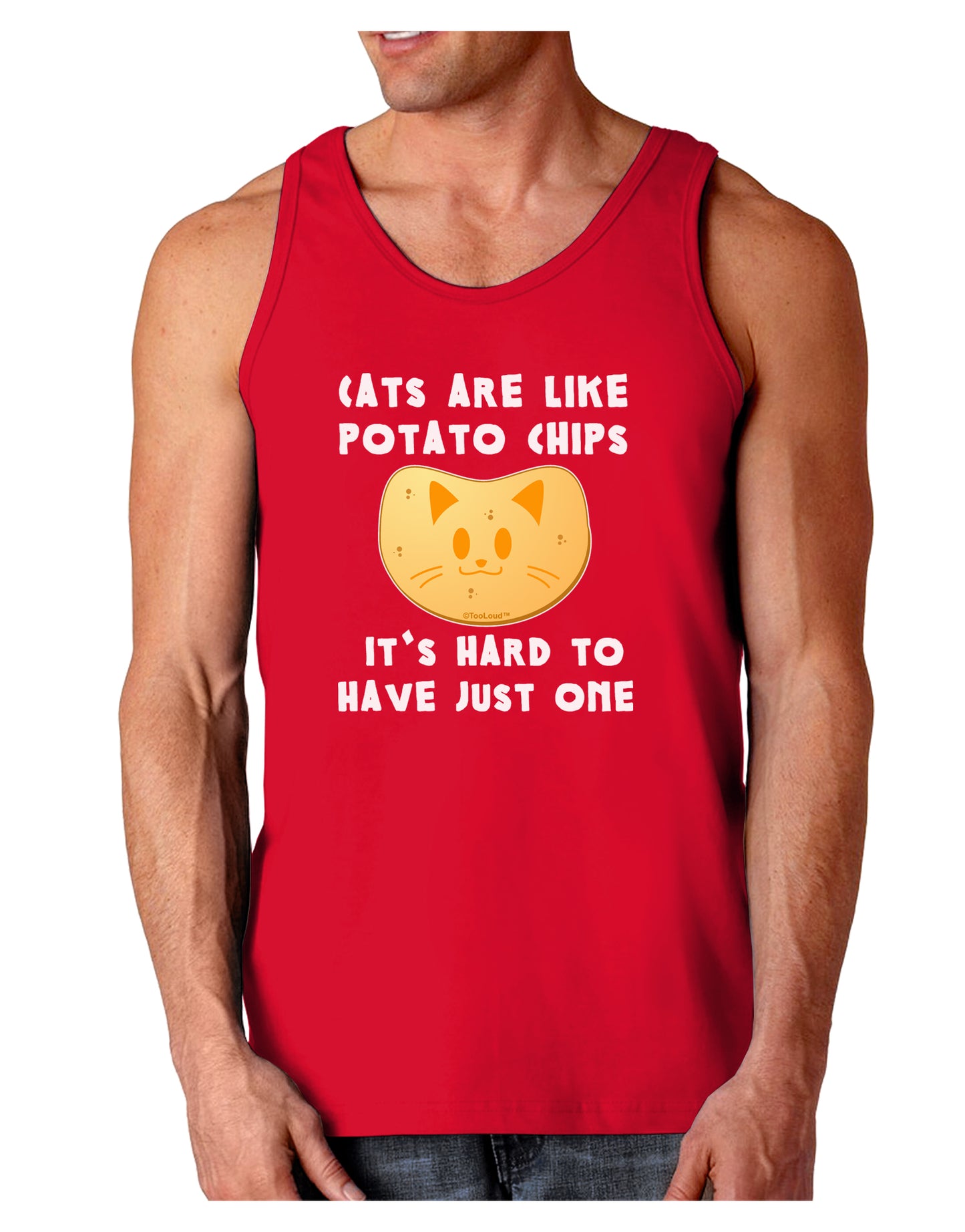 Cats Are Like Potato Chips Dark Loose Tank Top-Mens Loose Tank Top-TooLoud-Red-Small-Davson Sales