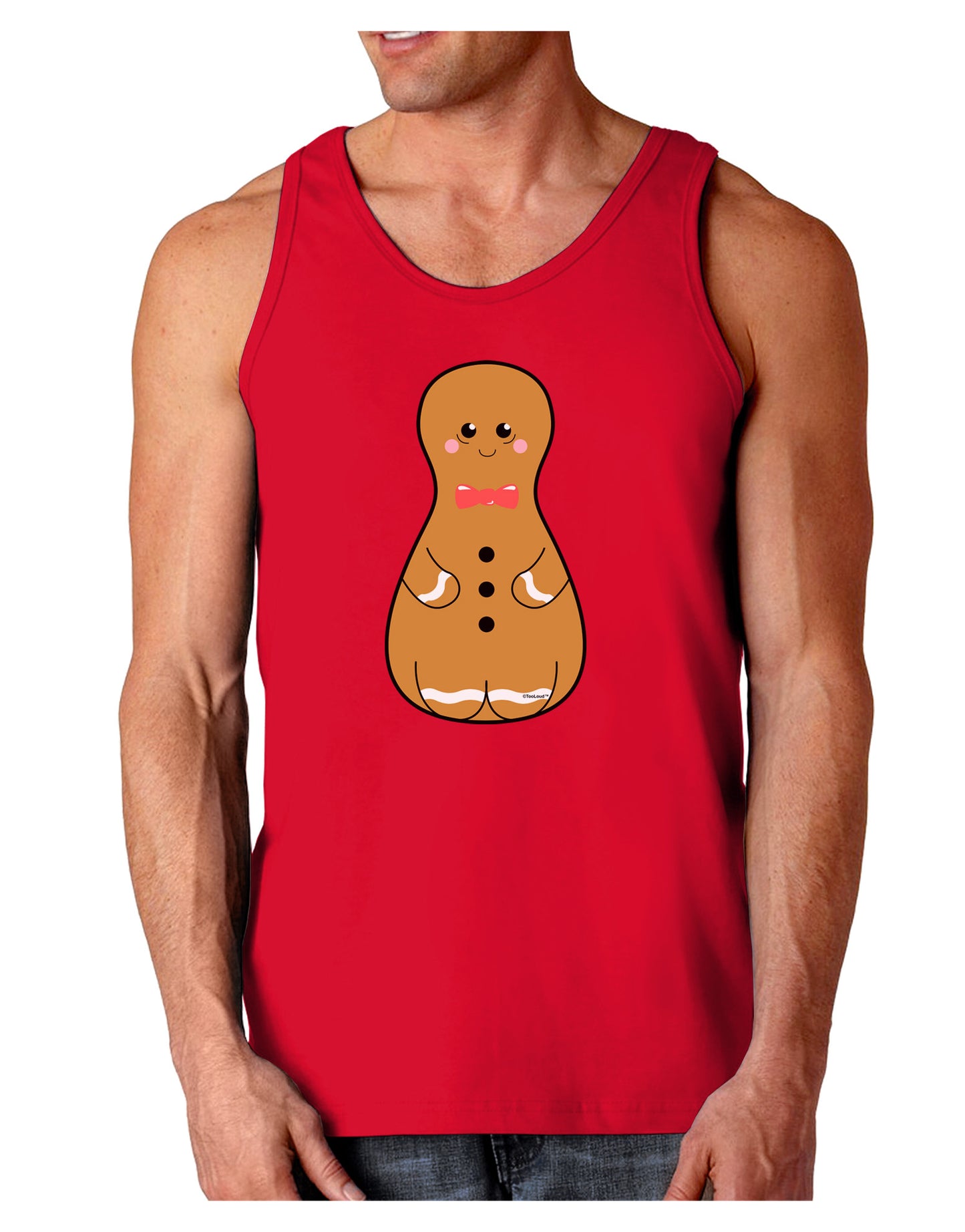 Cute Gingerbread Matryoshka Nesting Doll - Christmas Dark Loose Tank Top-Mens Loose Tank Top-TooLoud-Red-Small-Davson Sales