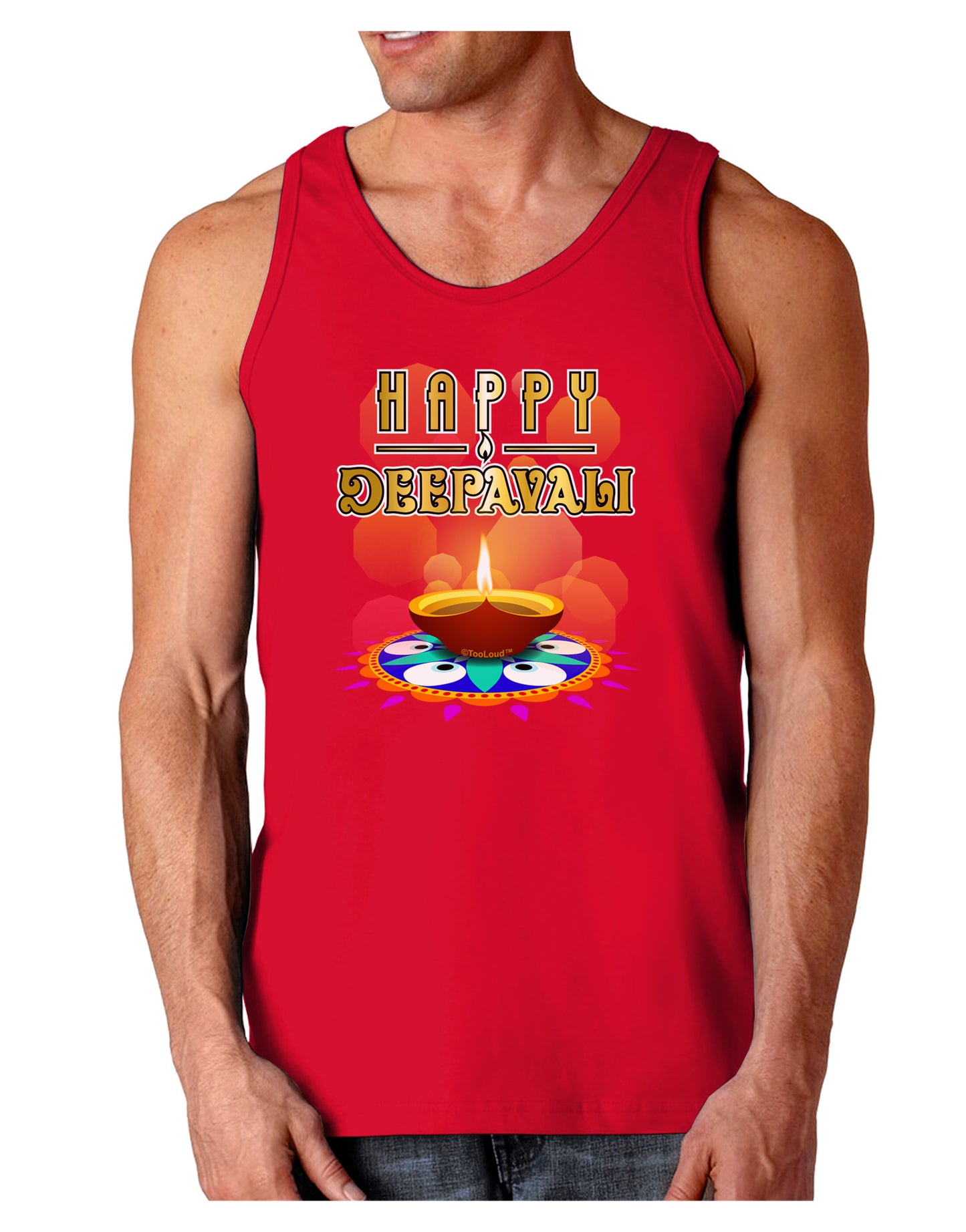 Happy Deepavali - Rangoli and Diya Dark Loose Tank Top by-Mens Loose Tank Top-TooLoud-Red-Small-Davson Sales