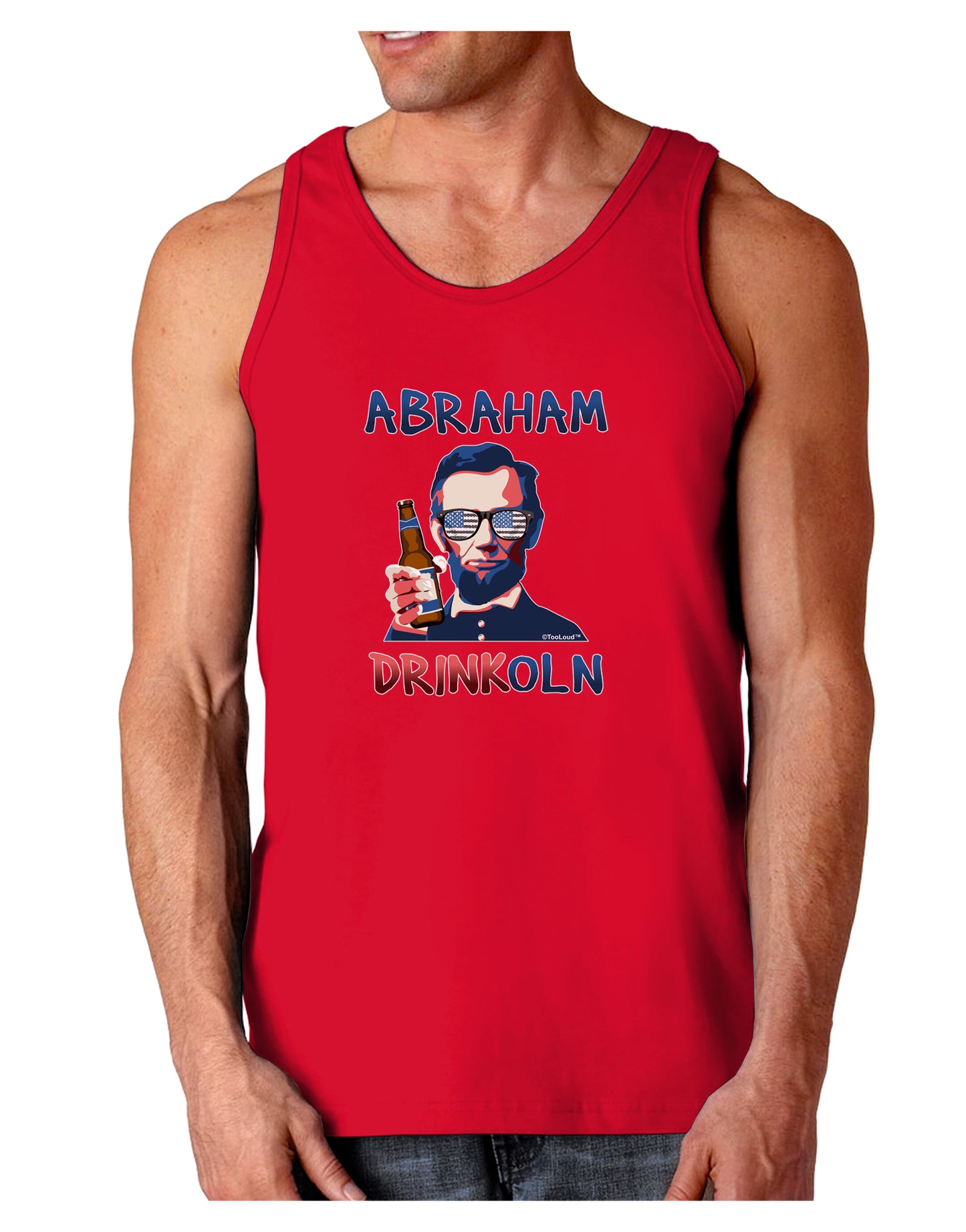 Abraham Drinkoln with Text Dark Loose Tank Top-Mens Loose Tank Top-TooLoud-Red-Small-Davson Sales