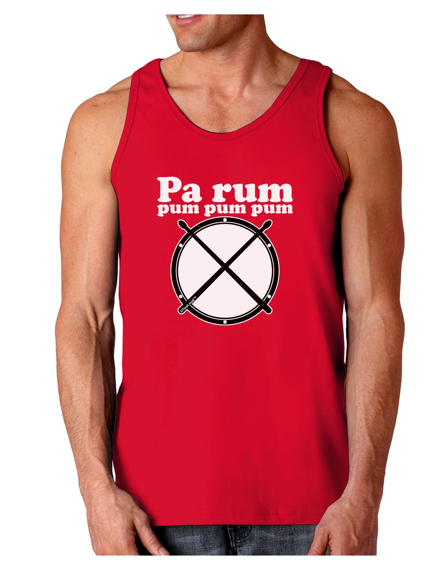 Pa Rum Pum Pum Pum BnW Dark Loose Tank Top-Mens Loose Tank Top-TooLoud-Red-Small-Davson Sales