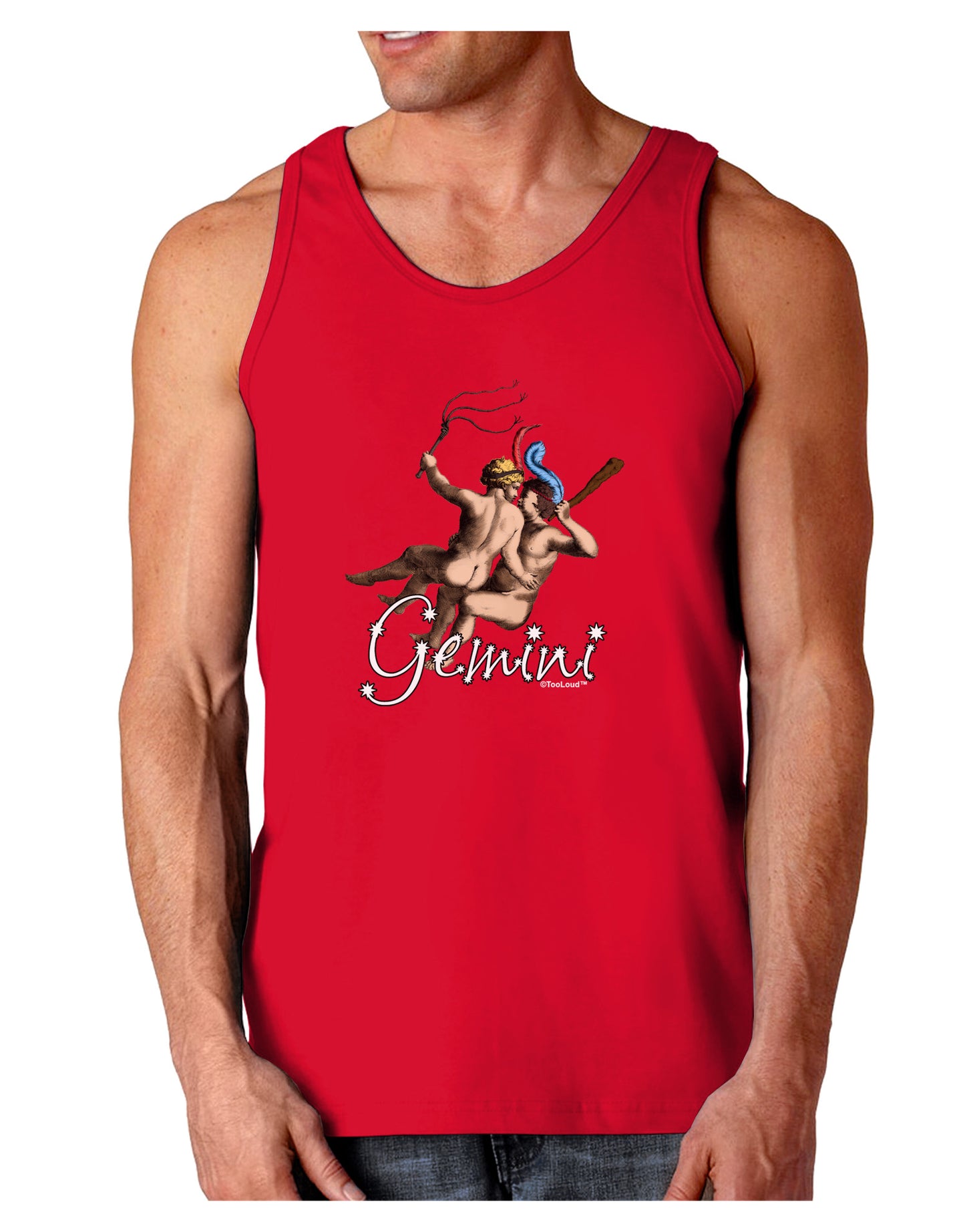 Gemini Illustration Color Dark Loose Tank Top-Mens Loose Tank Top-TooLoud-Red-Small-Davson Sales