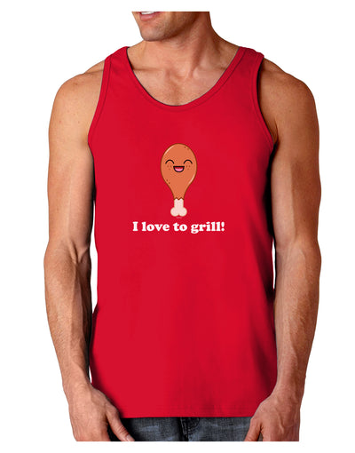 I Love to Grill Dark Loose Tank Top-Mens Loose Tank Top-TooLoud-Red-Small-Davson Sales