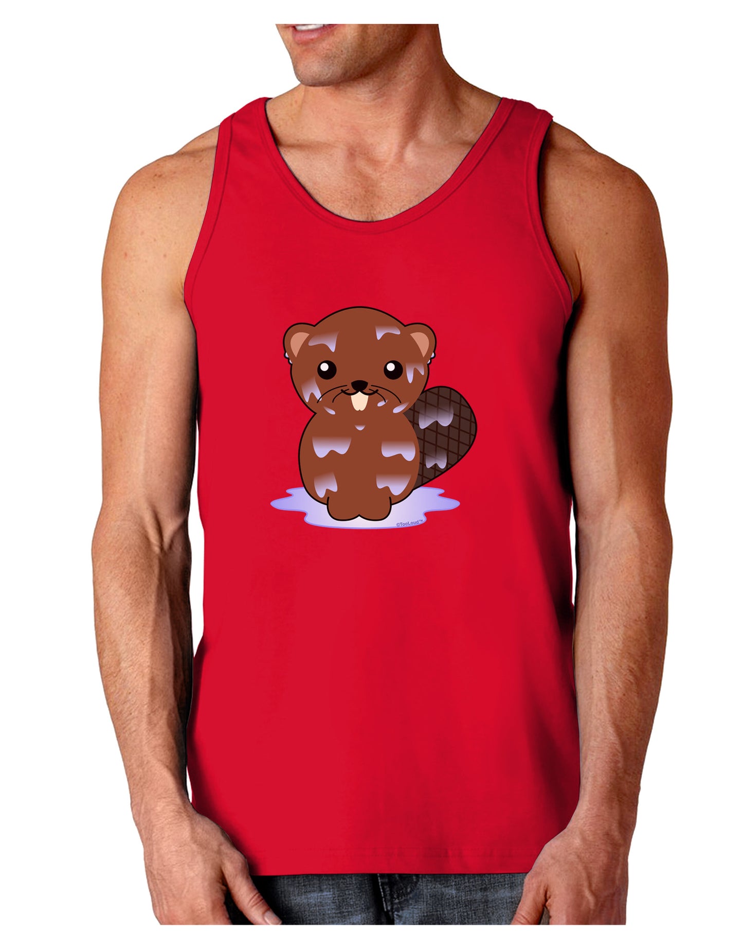 Cute Wet Beaver Dark Loose Tank Top-Mens Loose Tank Top-TooLoud-Red-Small-Davson Sales