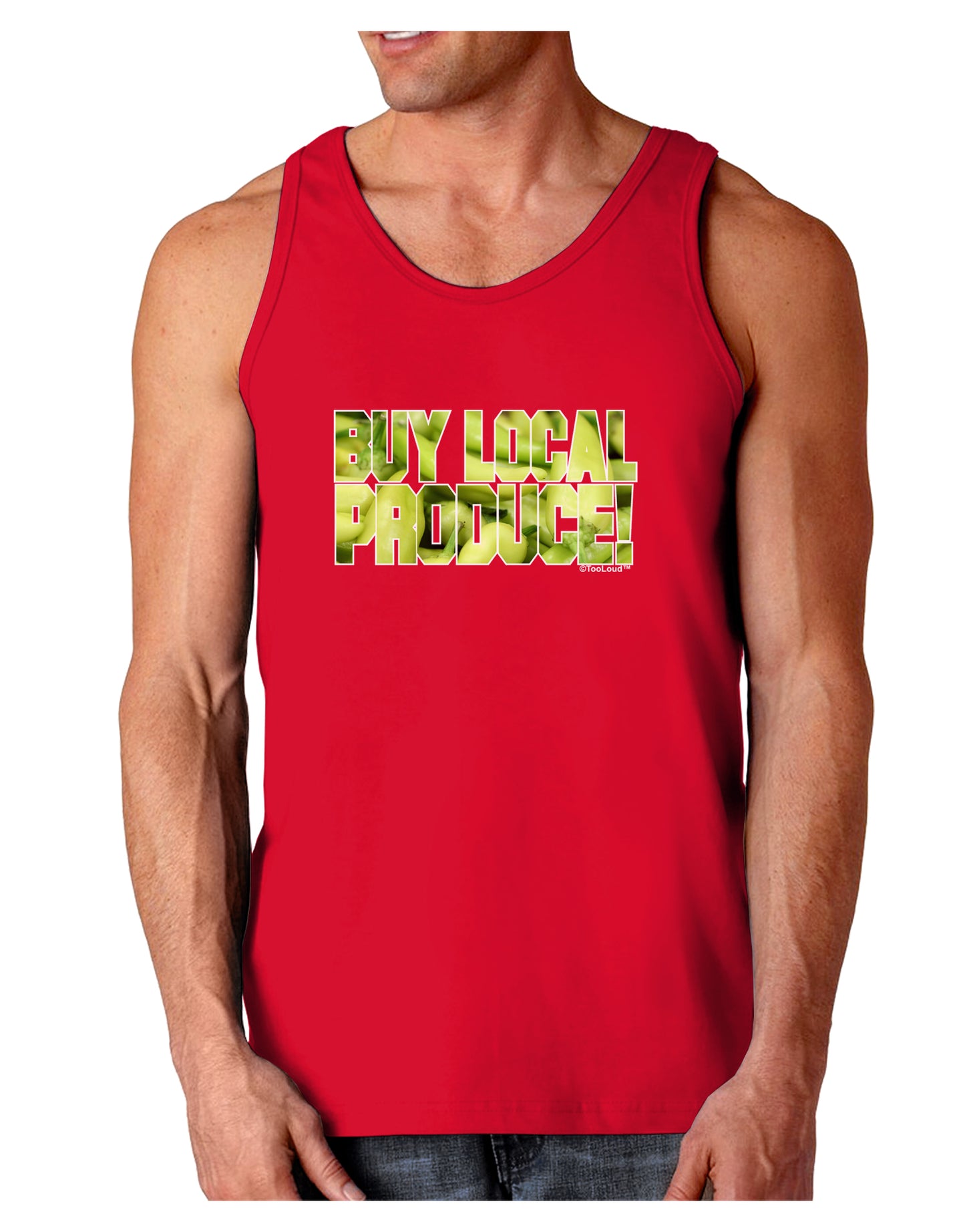 Buy Local - Jalapenos Text Dark Loose Tank Top-Mens Loose Tank Top-TooLoud-Red-Small-Davson Sales