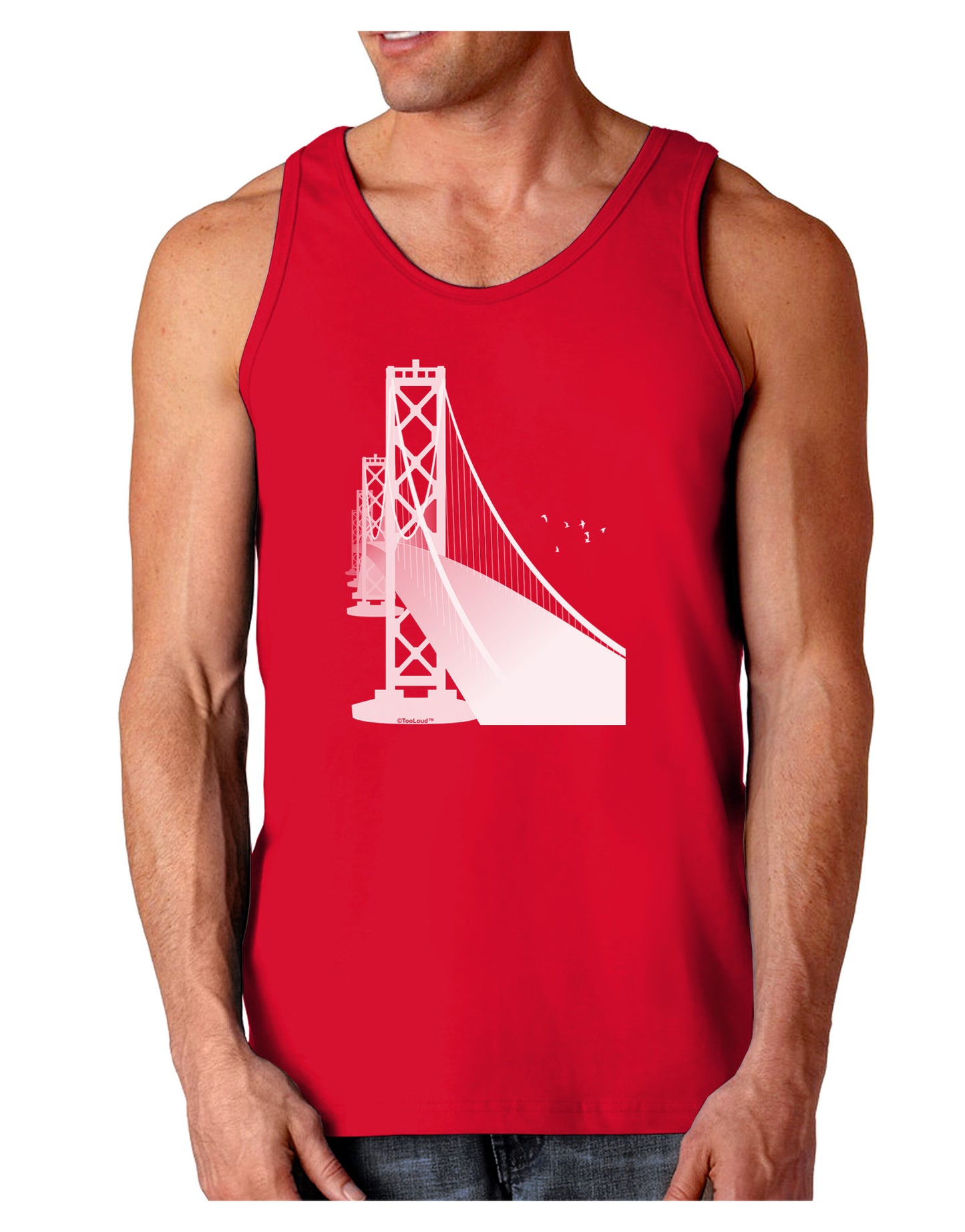 San Francisco Bay Bridge Dark Loose Tank Top-Mens Loose Tank Top-TooLoud-Red-Small-Davson Sales
