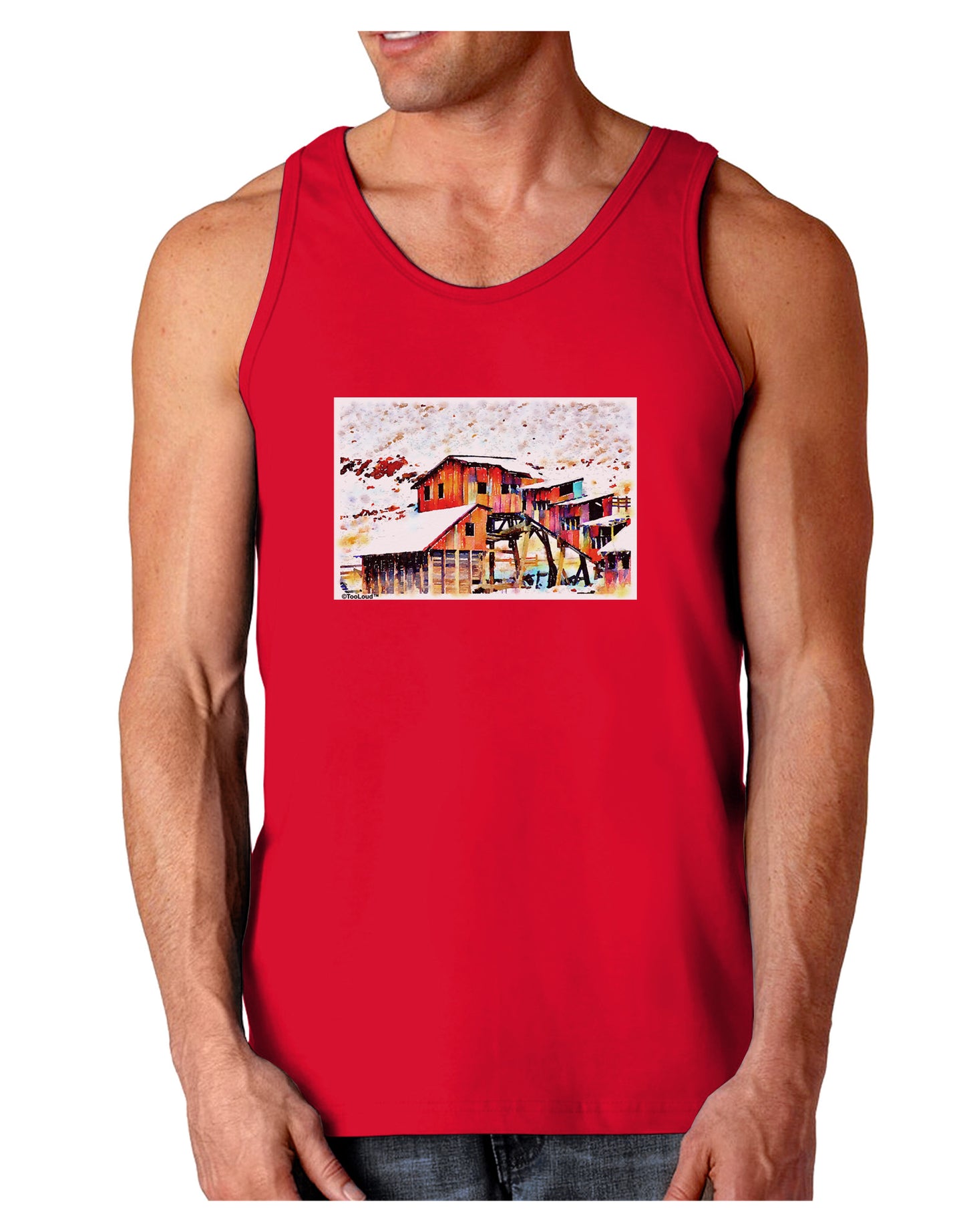 Mine Scene Colorado Watercolor Dark Loose Tank Top-Mens Loose Tank Top-TooLoud-Red-Small-Davson Sales
