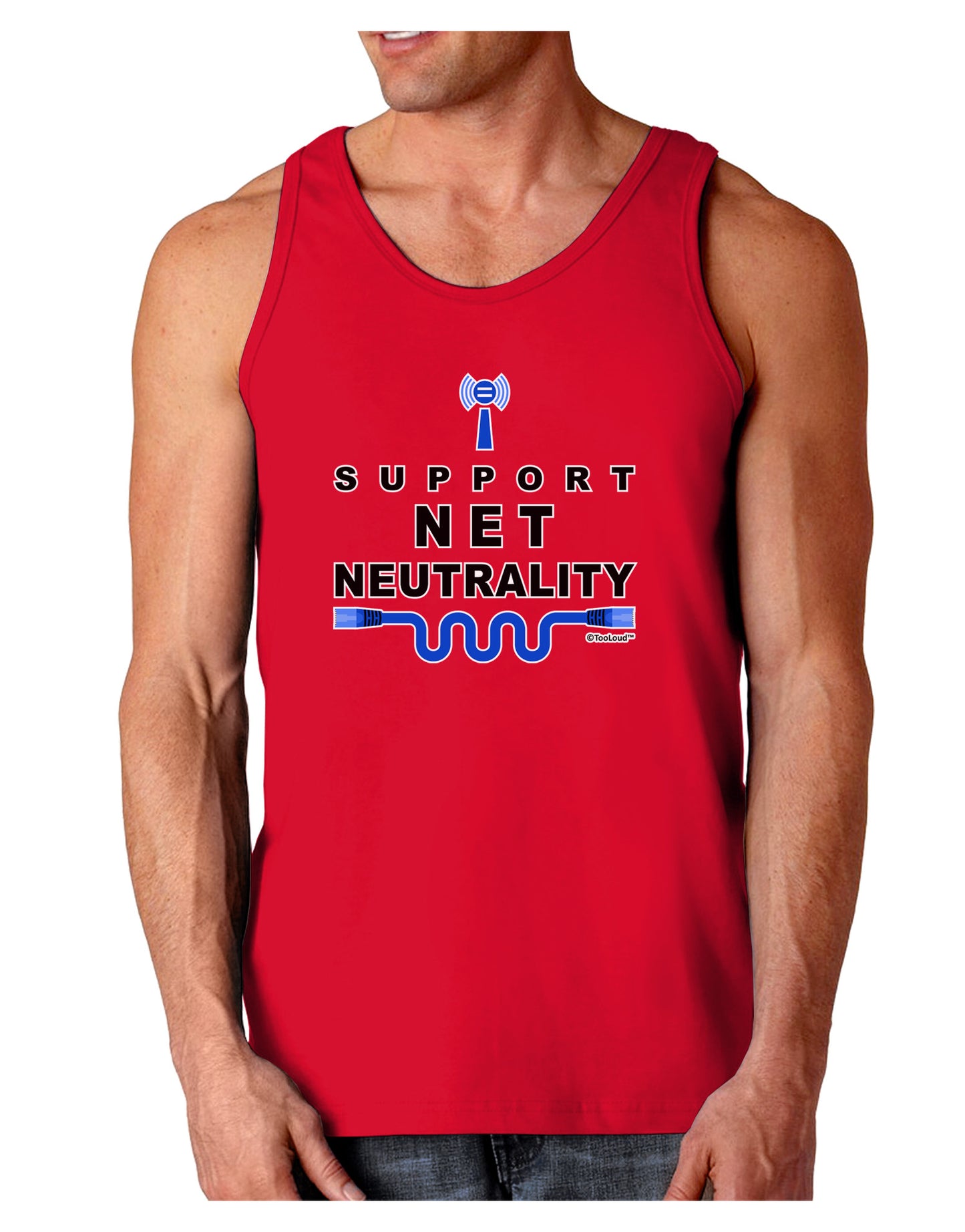 i Support Net Neutrality Dark Loose Tank Top-Mens Loose Tank Top-TooLoud-Red-Small-Davson Sales