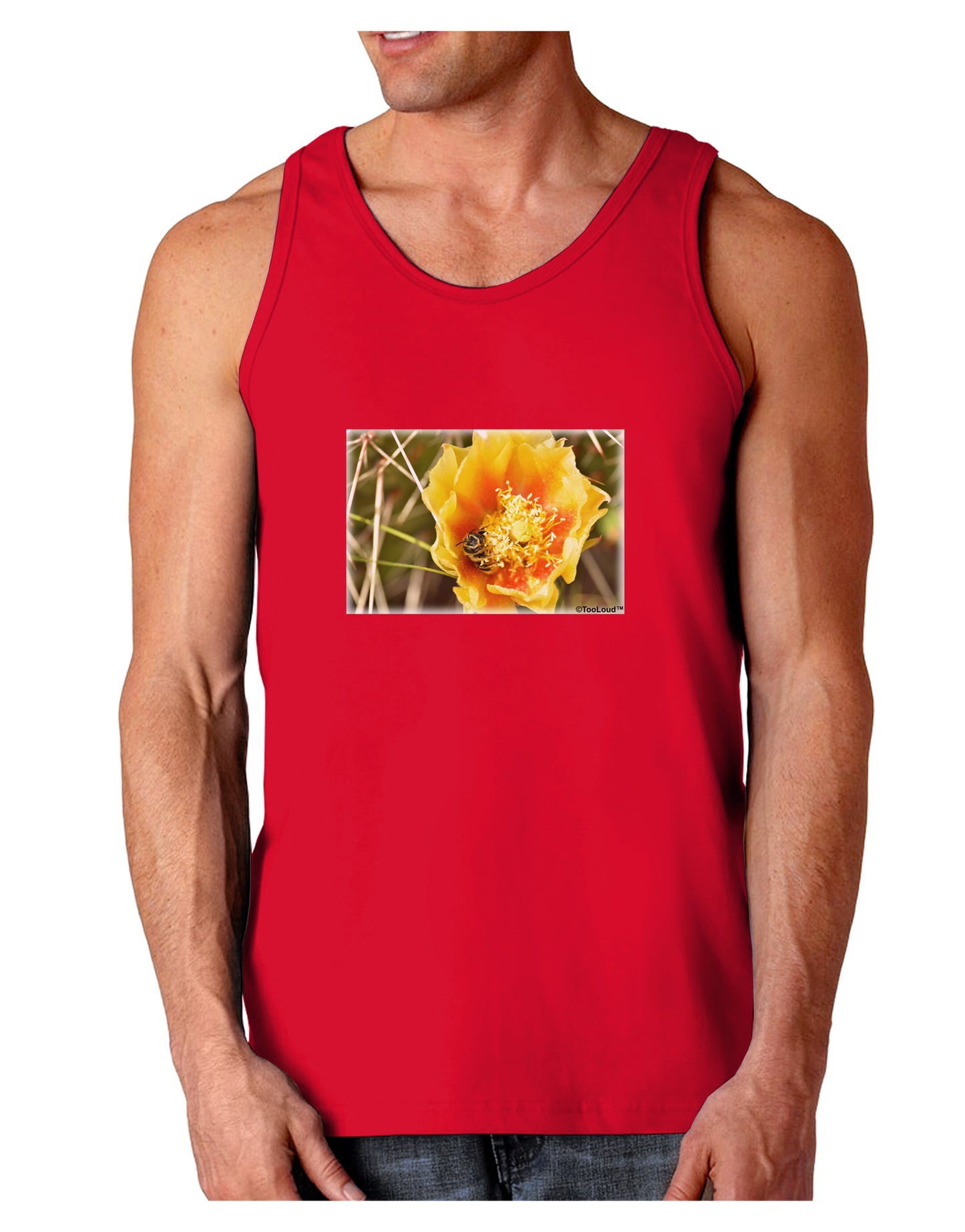 Bee Cactus Dark Loose Tank Top-Mens Loose Tank Top-TooLoud-Red-Small-Davson Sales