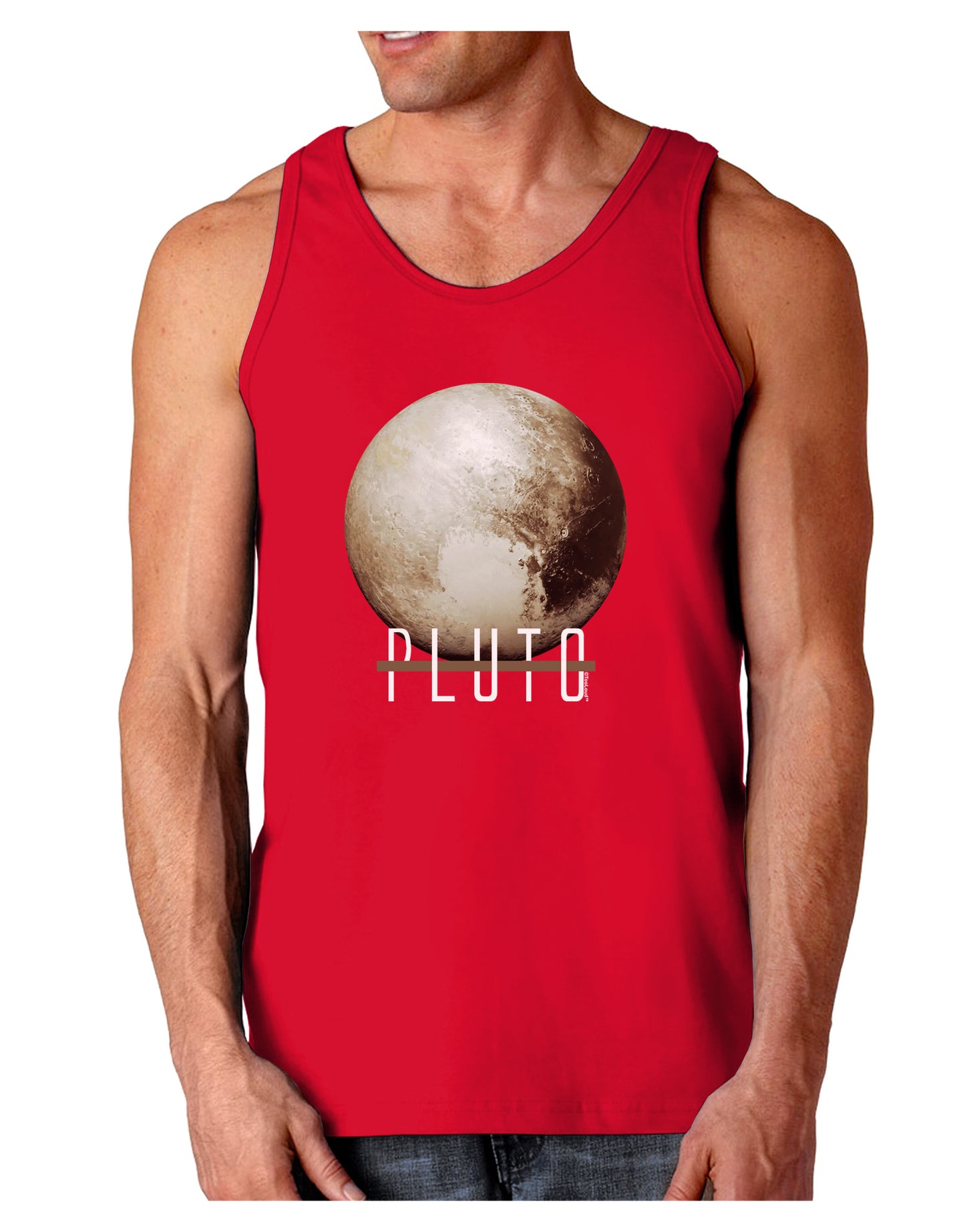Planet Pluto Text Dark Dark Loose Tank Top-Mens Loose Tank Top-TooLoud-Red-Small-Davson Sales