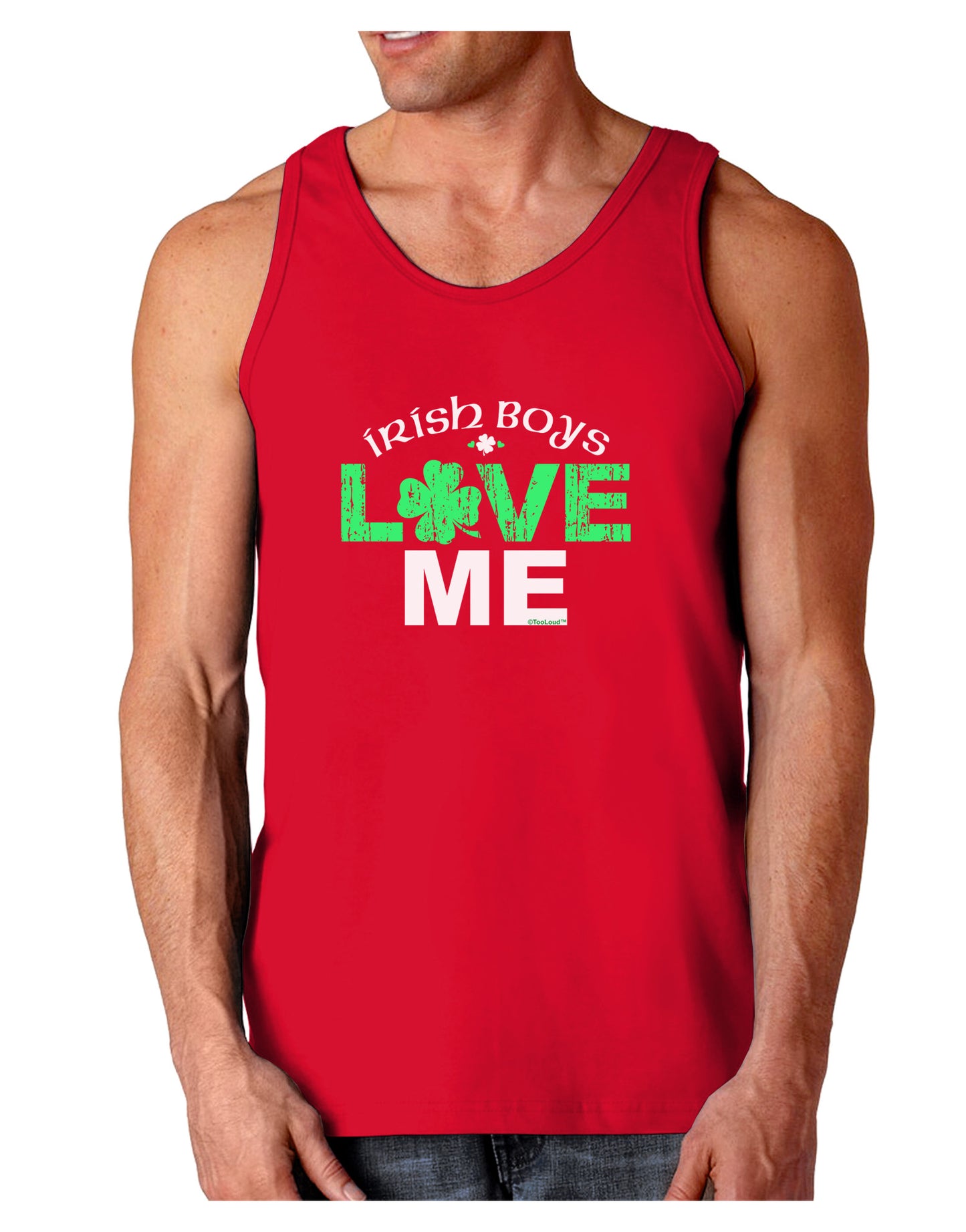 Irish Boys Love Me Dark Loose Tank Top-Mens Loose Tank Top-TooLoud-Red-Small-Davson Sales