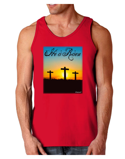 Three Crosses Sunrise - He Is Risen Dark Loose Tank Top by TooLoud-Mens Loose Tank Top-TooLoud-Red-Small-Davson Sales