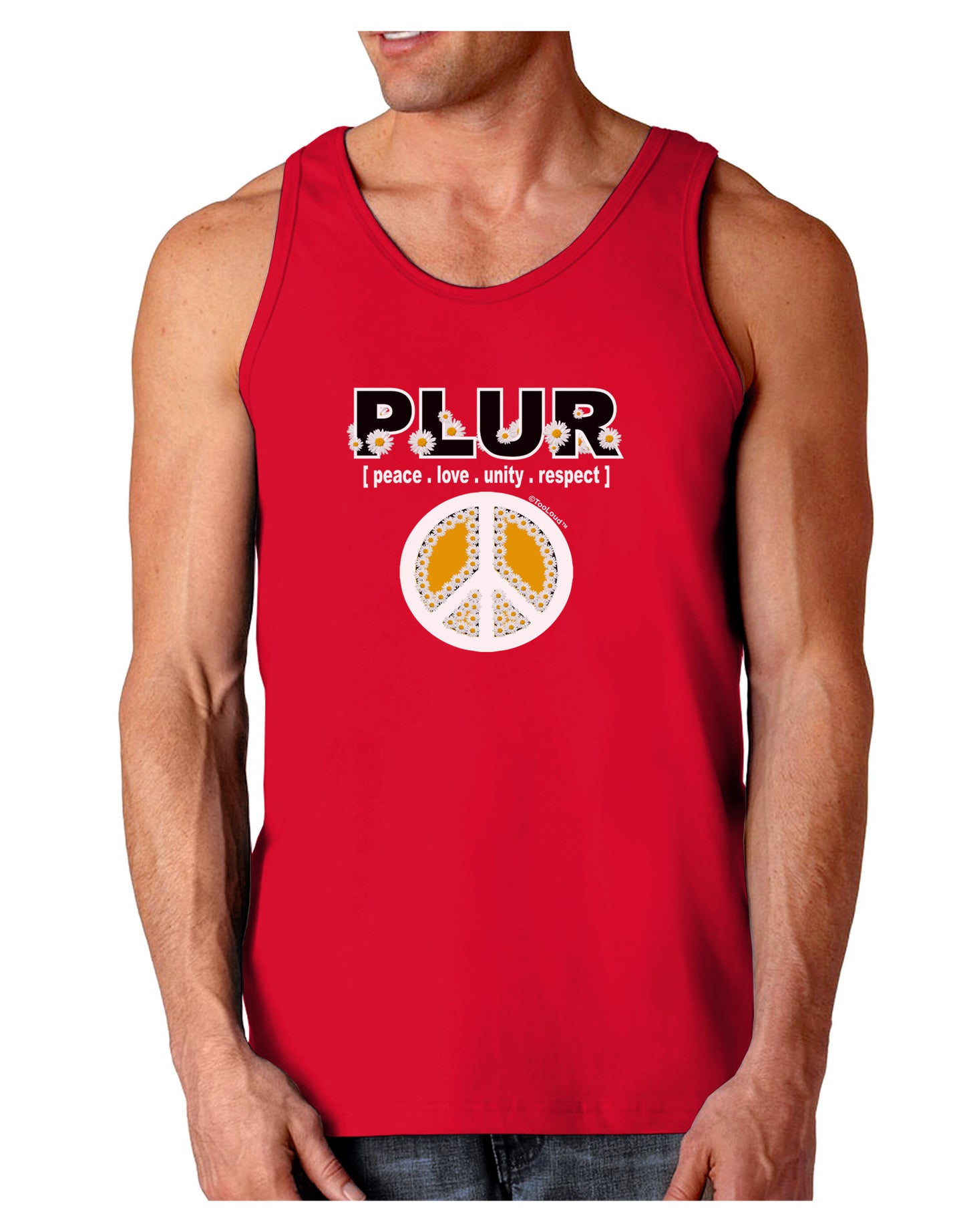PLUR Daisies Dark Loose Tank Top-Mens Loose Tank Top-TooLoud-Red-Small-Davson Sales