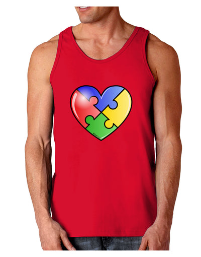 Big Puzzle Heart - Autism Awareness Dark Loose Tank Top by TooLoud-Mens Loose Tank Top-TooLoud-Red-Small-Davson Sales