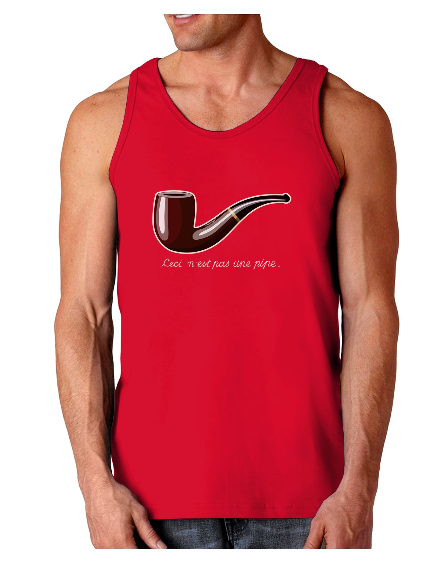 Ceci n'est pas une pipe Dark Loose Tank Top-Mens Loose Tank Top-TooLoud-Red-Small-Davson Sales