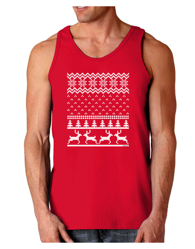 Ugly Christmas Sweater Snowflake Reindeer Pattern Dark Loose Tank Top-Mens Loose Tank Top-TooLoud-Red-Small-Davson Sales