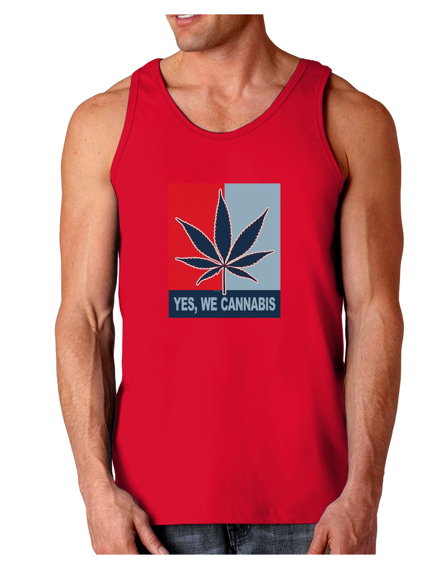 Yes We Cannabis - Marijuana Leaf Dark Loose Tank Top-Mens Loose Tank Top-TooLoud-Red-Small-Davson Sales