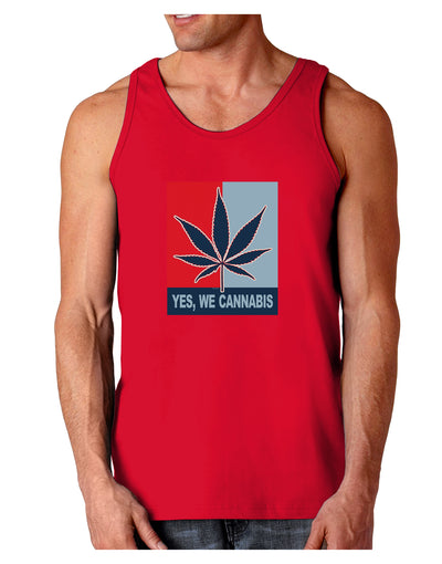 Yes We Cannabis - Marijuana Leaf Dark Loose Tank Top-Mens Loose Tank Top-TooLoud-Red-Small-Davson Sales