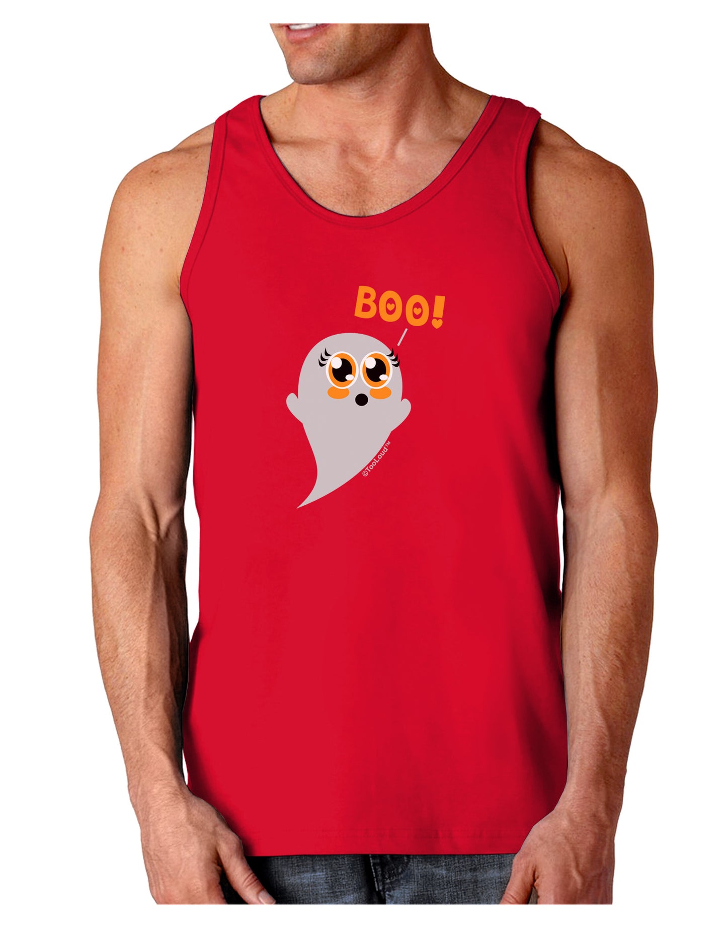 Cute Boo Ghost Dark Loose Tank Top-Mens Loose Tank Top-TooLoud-Red-Small-Davson Sales
