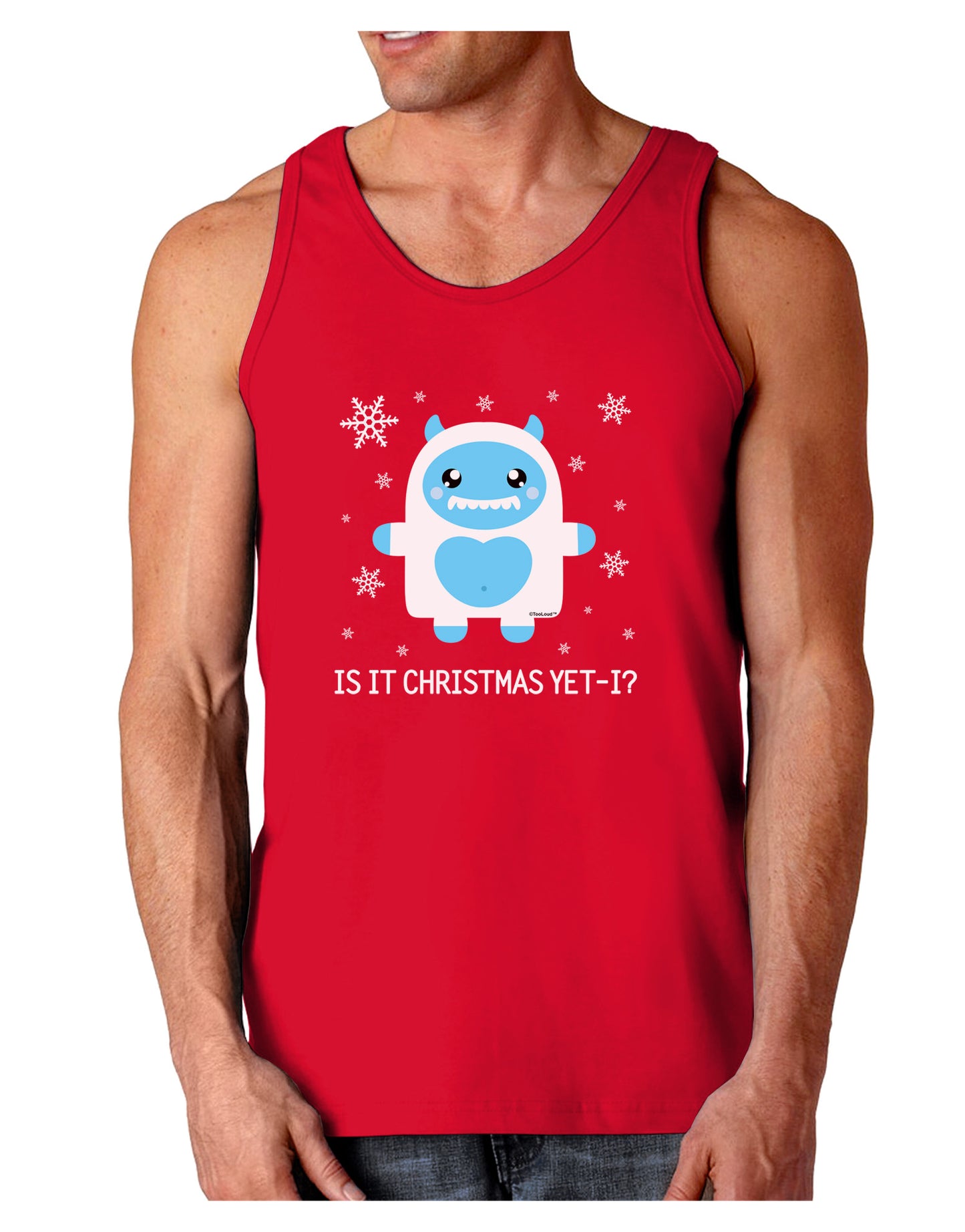 Is It Christmas Yet - Yeti Abominable Snowman Dark Loose Tank Top-Mens Loose Tank Top-TooLoud-Red-Small-Davson Sales