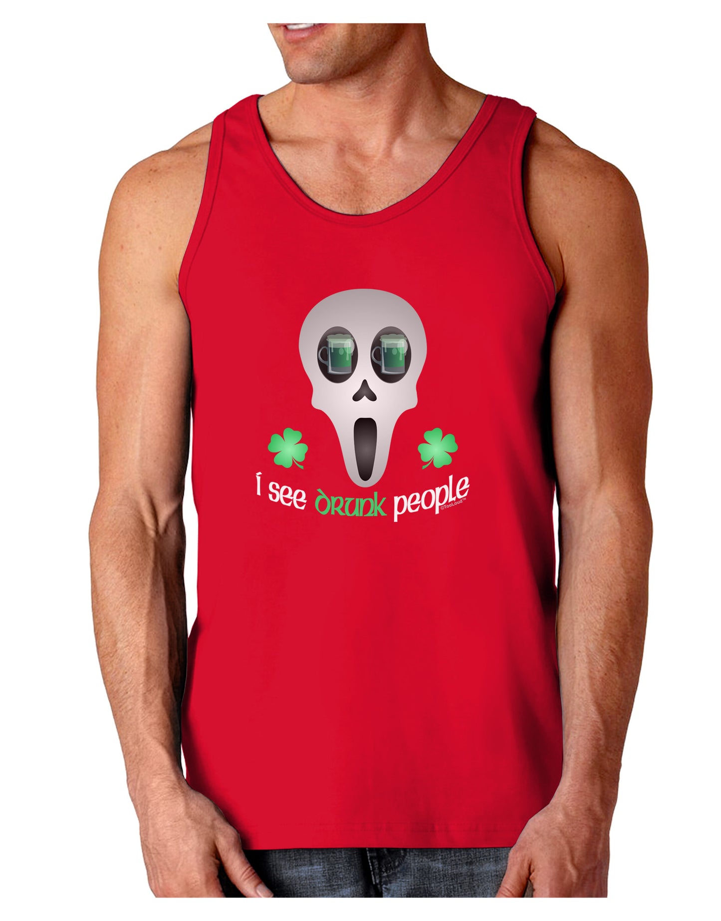 I See Drunk People Dark Loose Tank Top-Mens Loose Tank Top-TooLoud-Red-Small-Davson Sales