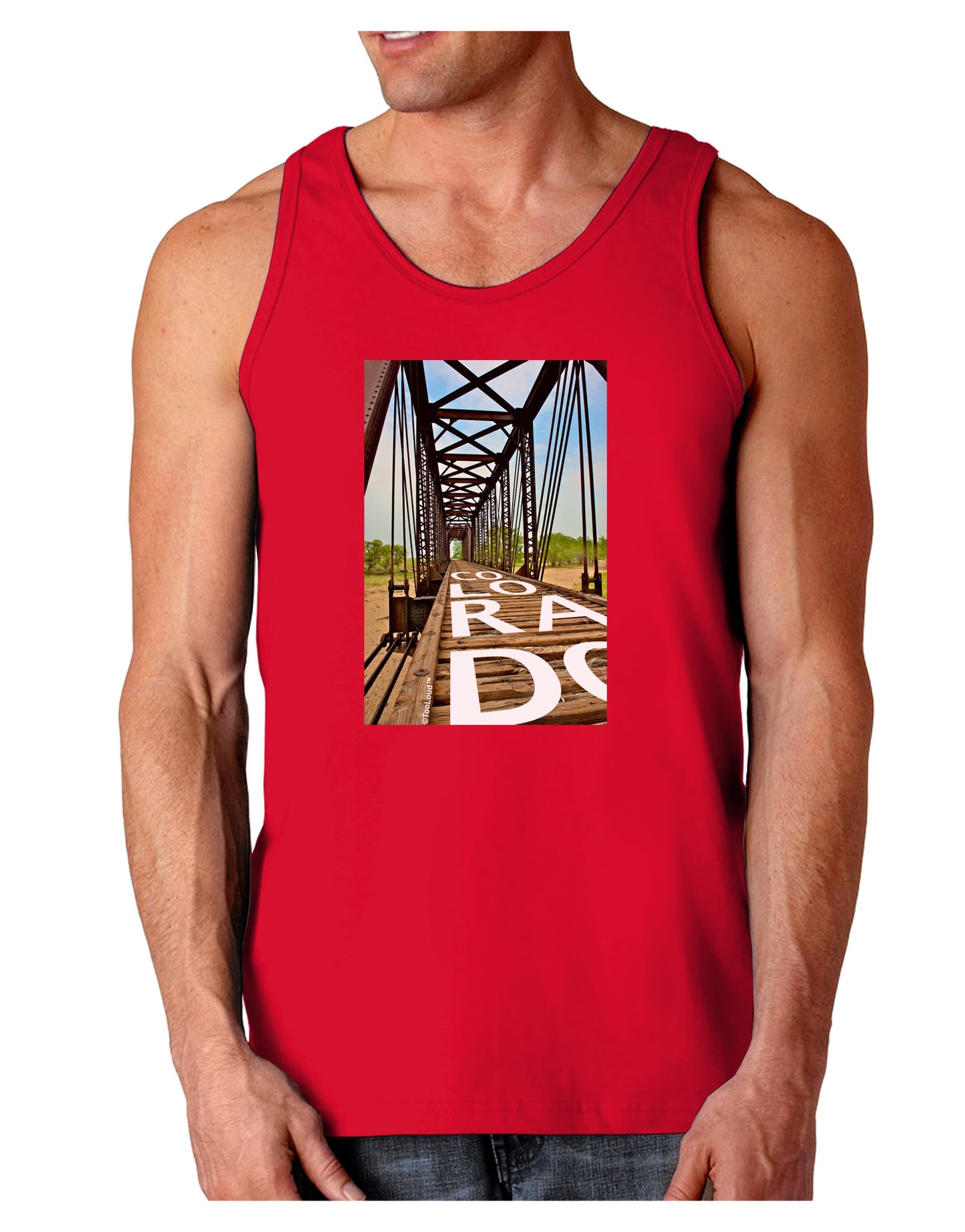 Colorado Bridge Text Dark Loose Tank Top-Mens Loose Tank Top-TooLoud-Red-Small-Davson Sales