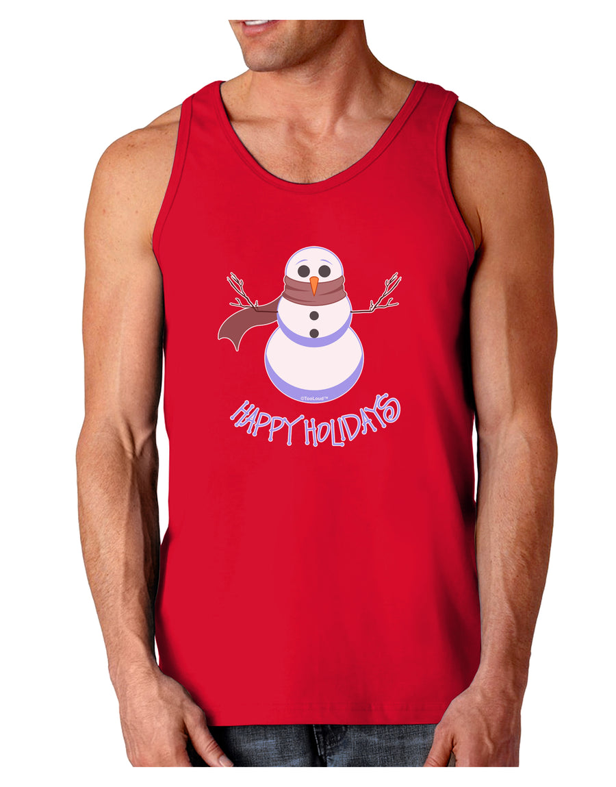 Snowman - Happy Holidays Dark Loose Tank Top-Mens Loose Tank Top-TooLoud-Black-Small-Davson Sales