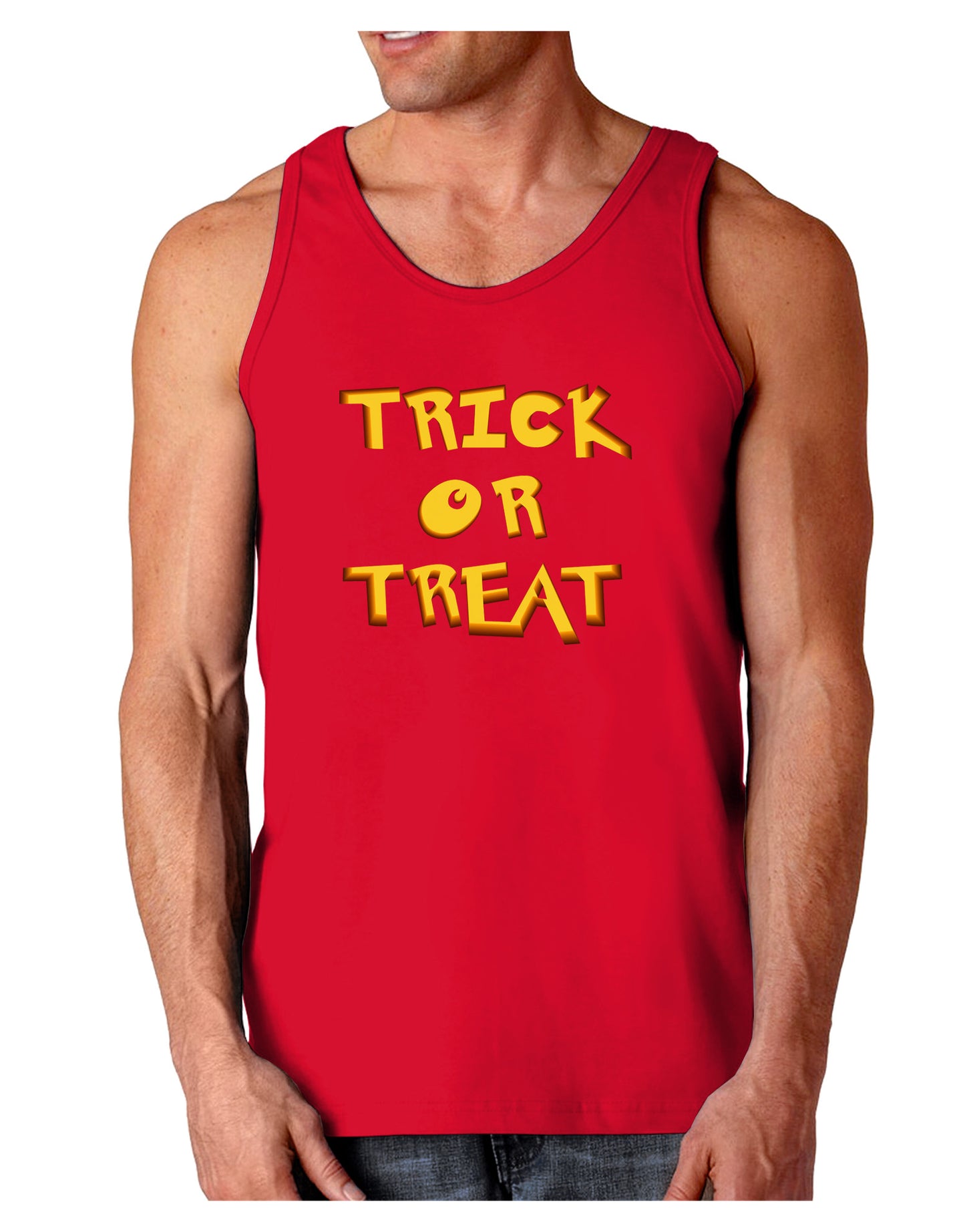 Trick or Treat Halloween Pumpkin Dark Loose Tank Top-Mens Loose Tank Top-TooLoud-Red-Small-Davson Sales