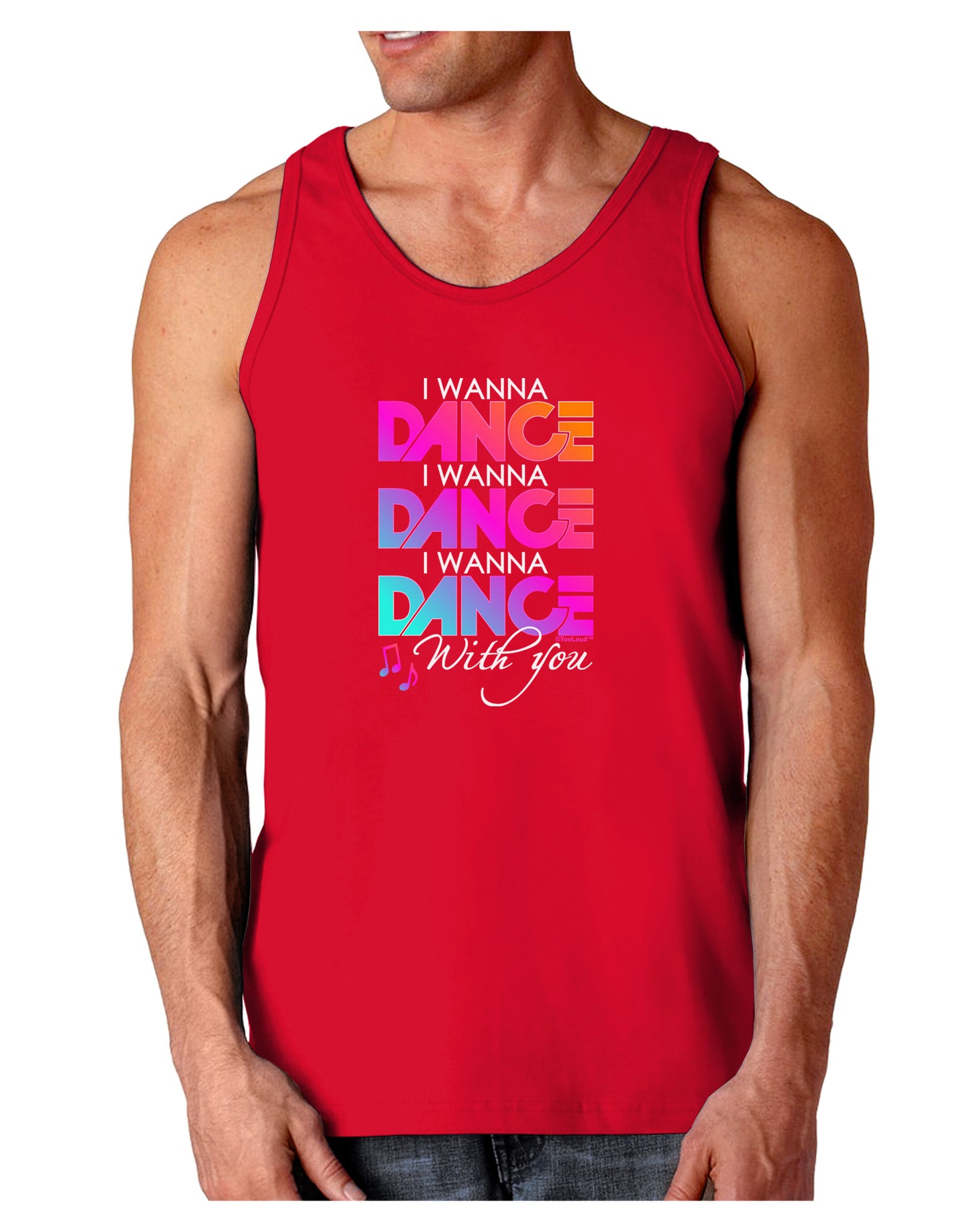 I Wanna Dance With You Dark Loose Tank Top-Mens Loose Tank Top-TooLoud-Red-Small-Davson Sales