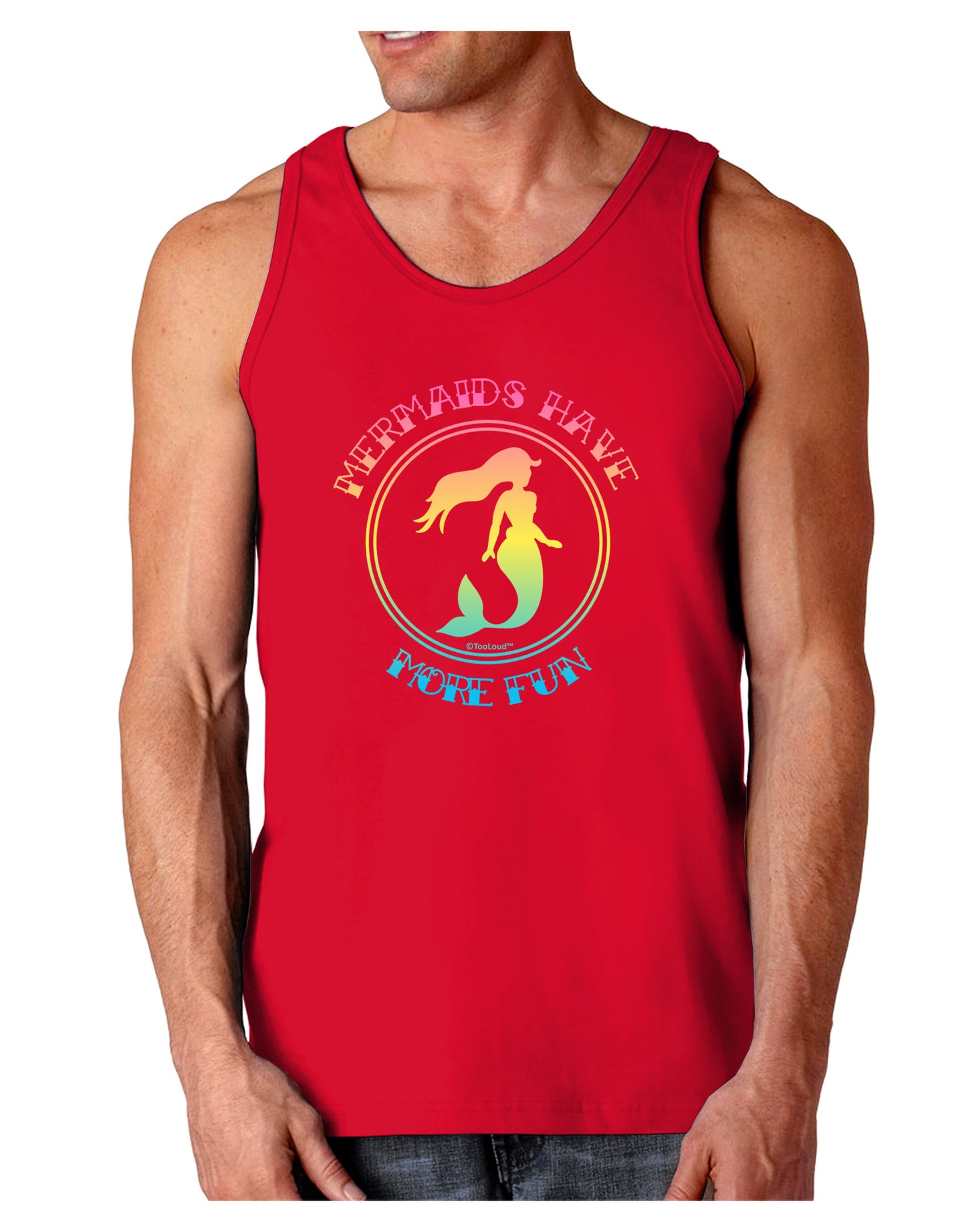 Mermaids Have More Fun - Beachy Colors Dark Loose Tank Top-Mens Loose Tank Top-TooLoud-Red-Small-Davson Sales