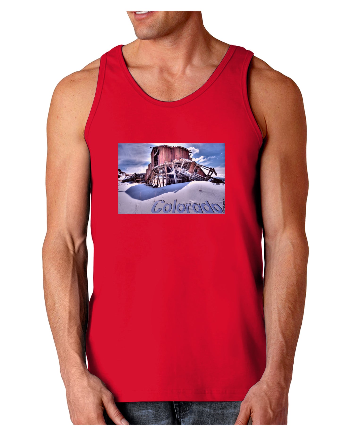 TooLoud Victor Mines Colorado Text Dark Loose Tank Top-Mens Loose Tank Top-TooLoud-Red-Small-Davson Sales