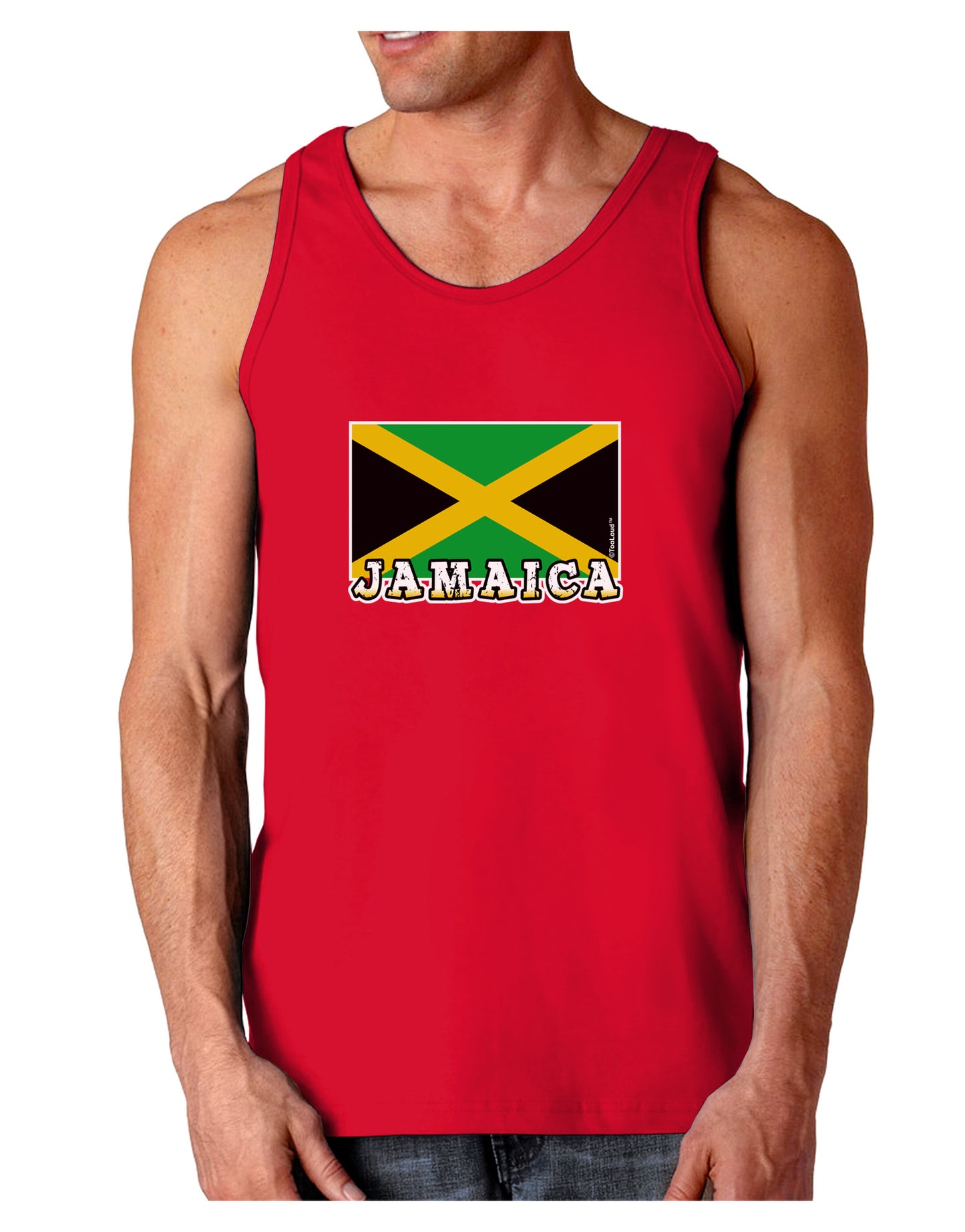 Jamaica Flag Dark Dark Loose Tank Top-Mens Loose Tank Top-TooLoud-Red-Small-Davson Sales