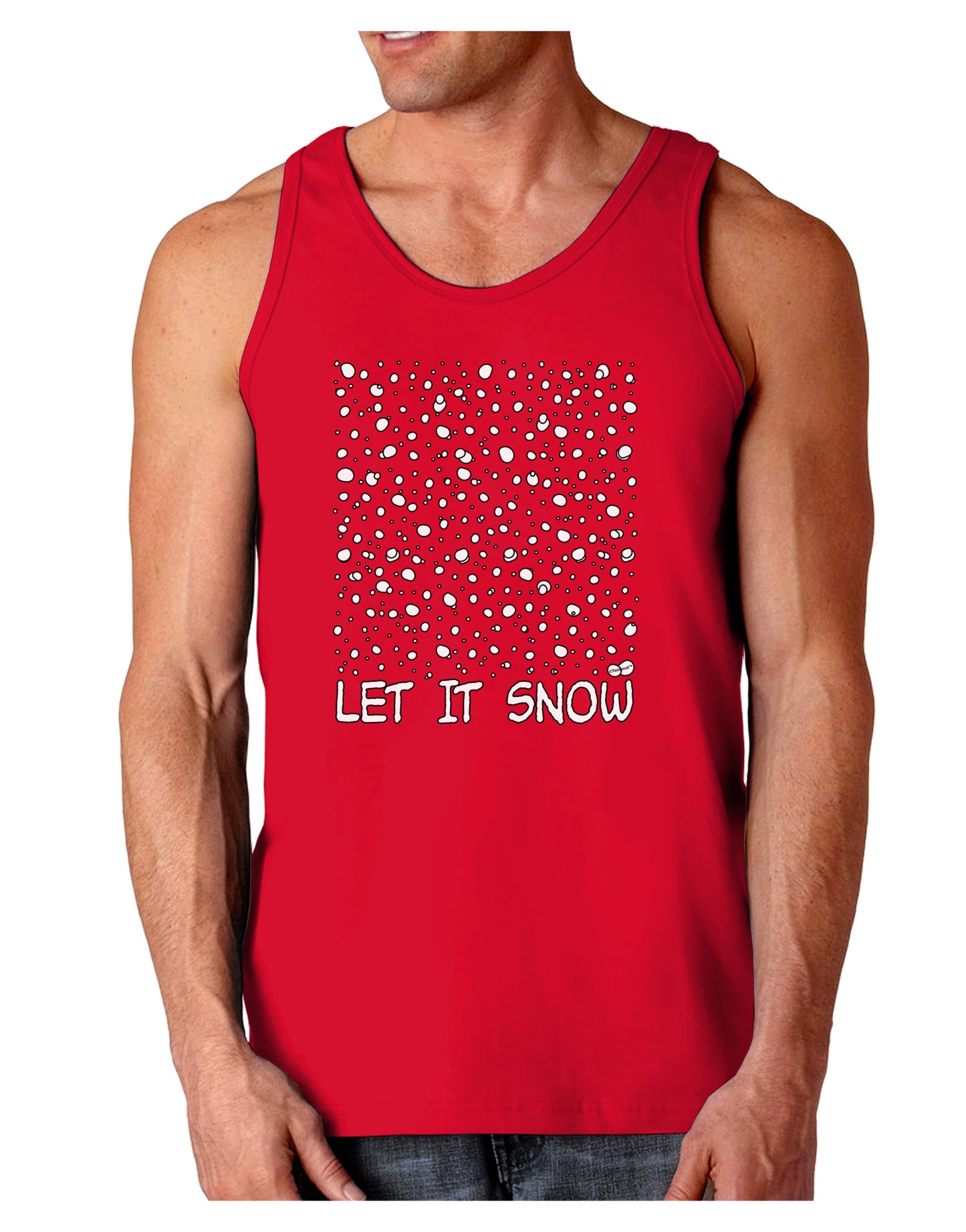 Let It Snow Text Snowflakes - Christmas Dark Loose Tank Top-Mens Loose Tank Top-TooLoud-Red-Small-Davson Sales