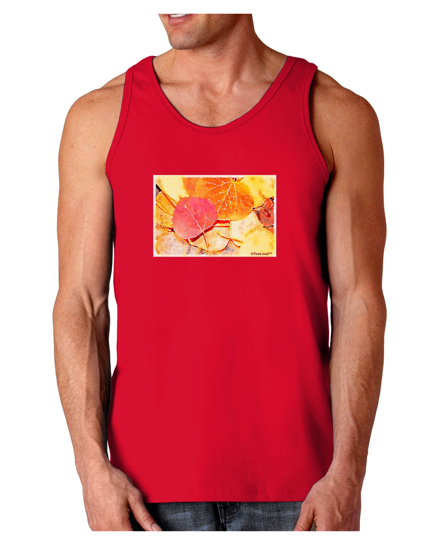 Colorado - Autumn WaterColor Dark Loose Tank Top-Mens Loose Tank Top-TooLoud-Red-Small-Davson Sales