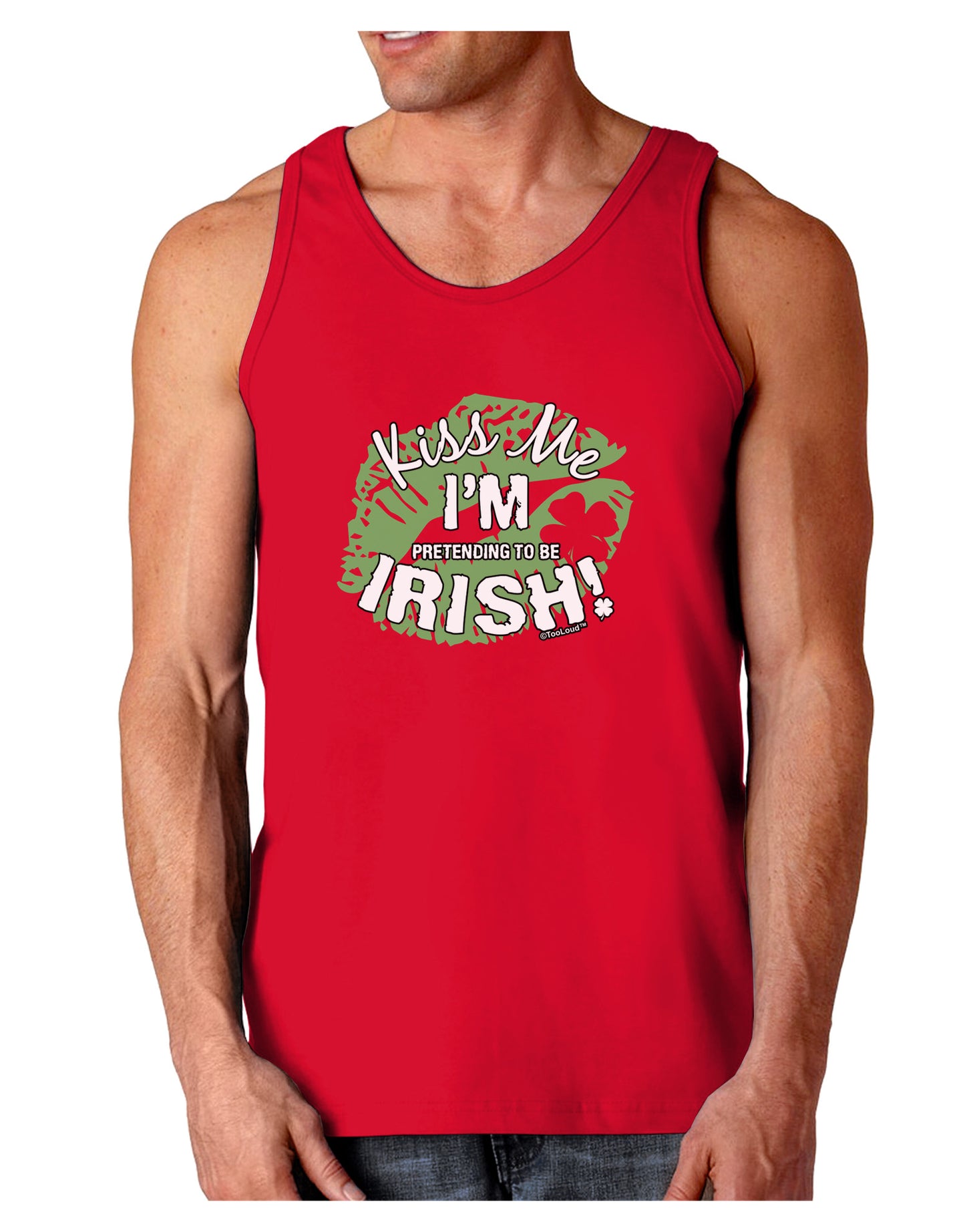 I'm Pretending To Be Irish Dark Loose Tank Top-Mens Loose Tank Top-TooLoud-Red-Small-Davson Sales