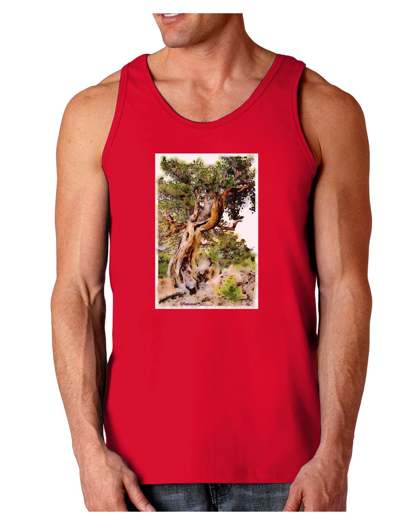 Bristlecone Pines Dark Loose Tank Top-Mens Loose Tank Top-TooLoud-Red-Small-Davson Sales