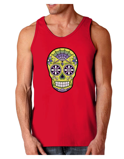Version 7 Poison Day of the Dead Calavera Dark Loose Tank Top-Mens Loose Tank Top-TooLoud-Red-Small-Davson Sales