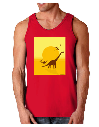 Brontosaurus and Pterodactyl Silhouettes with Sun Dark Loose Tank Top by TooLoud-Mens Loose Tank Top-TooLoud-Red-Small-Davson Sales