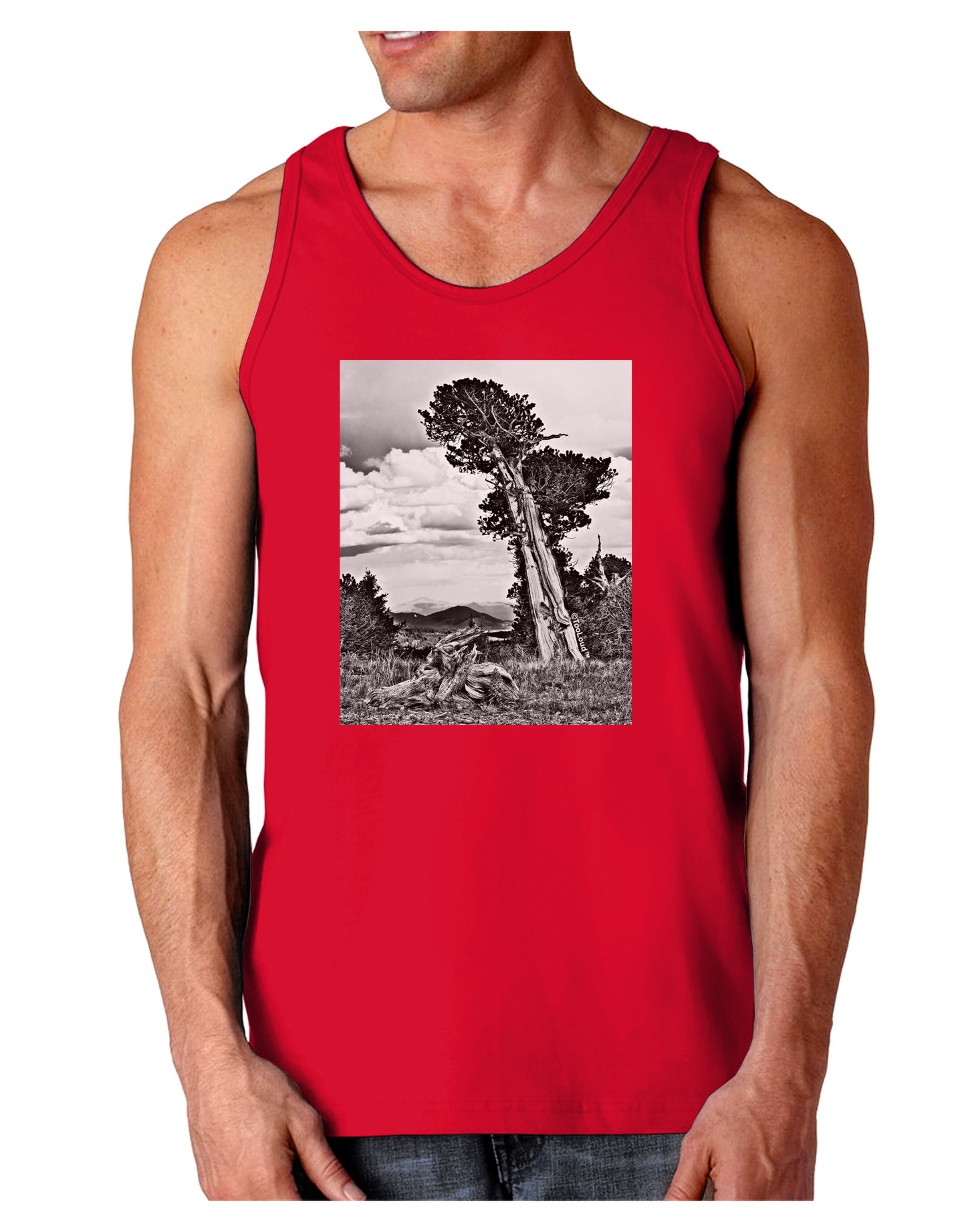 Colorado Landscape Monochrome Dark Loose Tank Top-Mens Loose Tank Top-TooLoud-Red-Small-Davson Sales