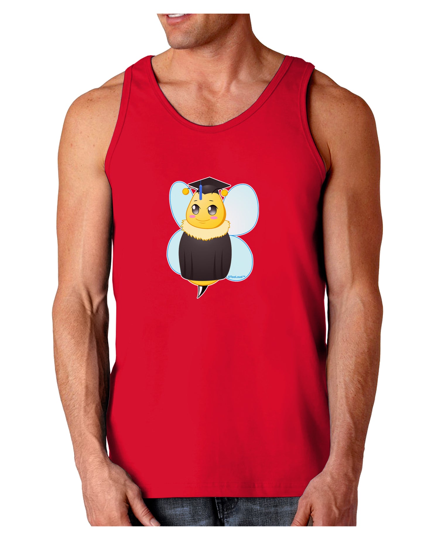 Graduation Bee Dark Loose Tank Top-Mens Loose Tank Top-TooLoud-Red-Small-Davson Sales