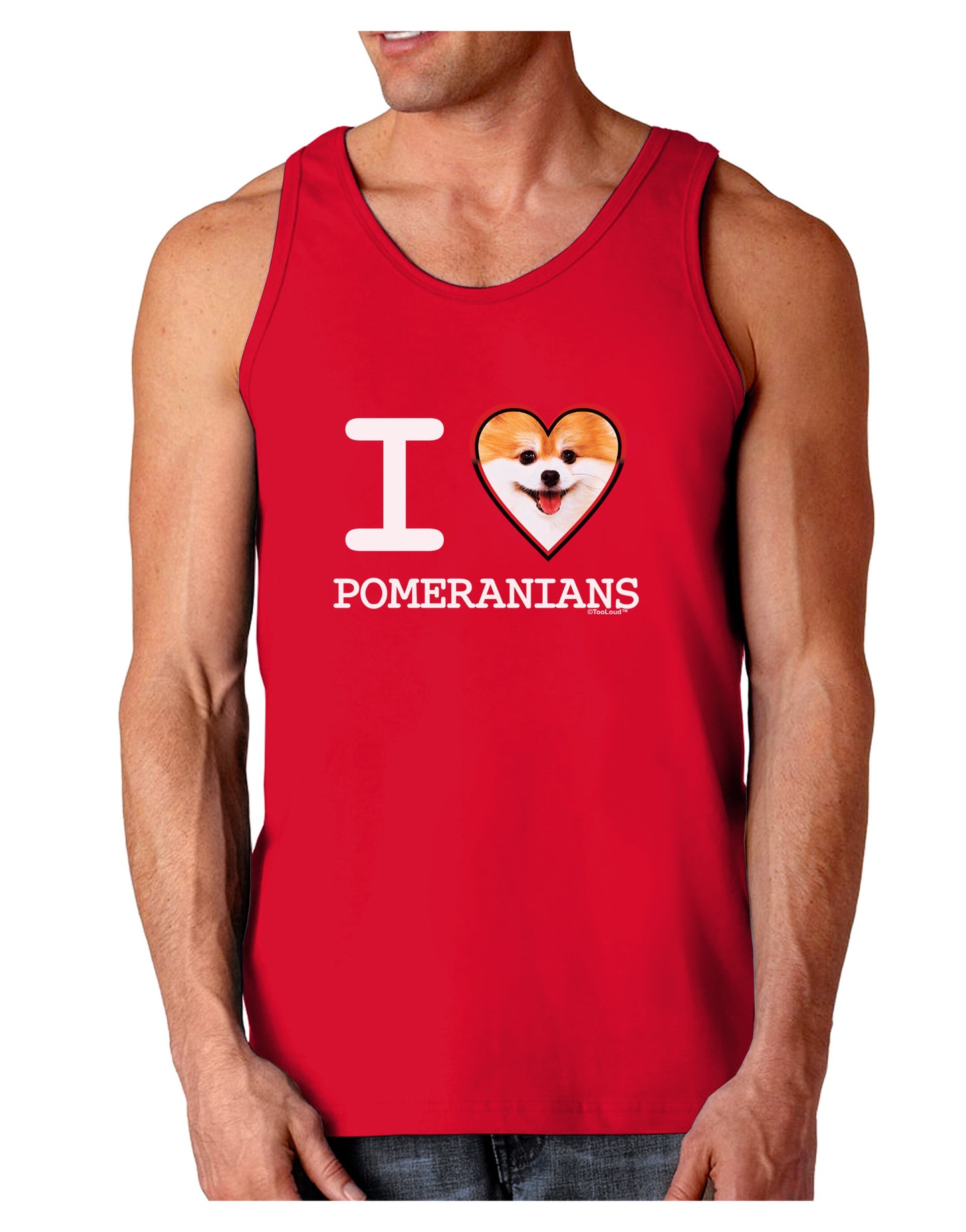 I Love Heart Pomeranians Dark Loose Tank Top-Mens Loose Tank Top-TooLoud-Red-Small-Davson Sales