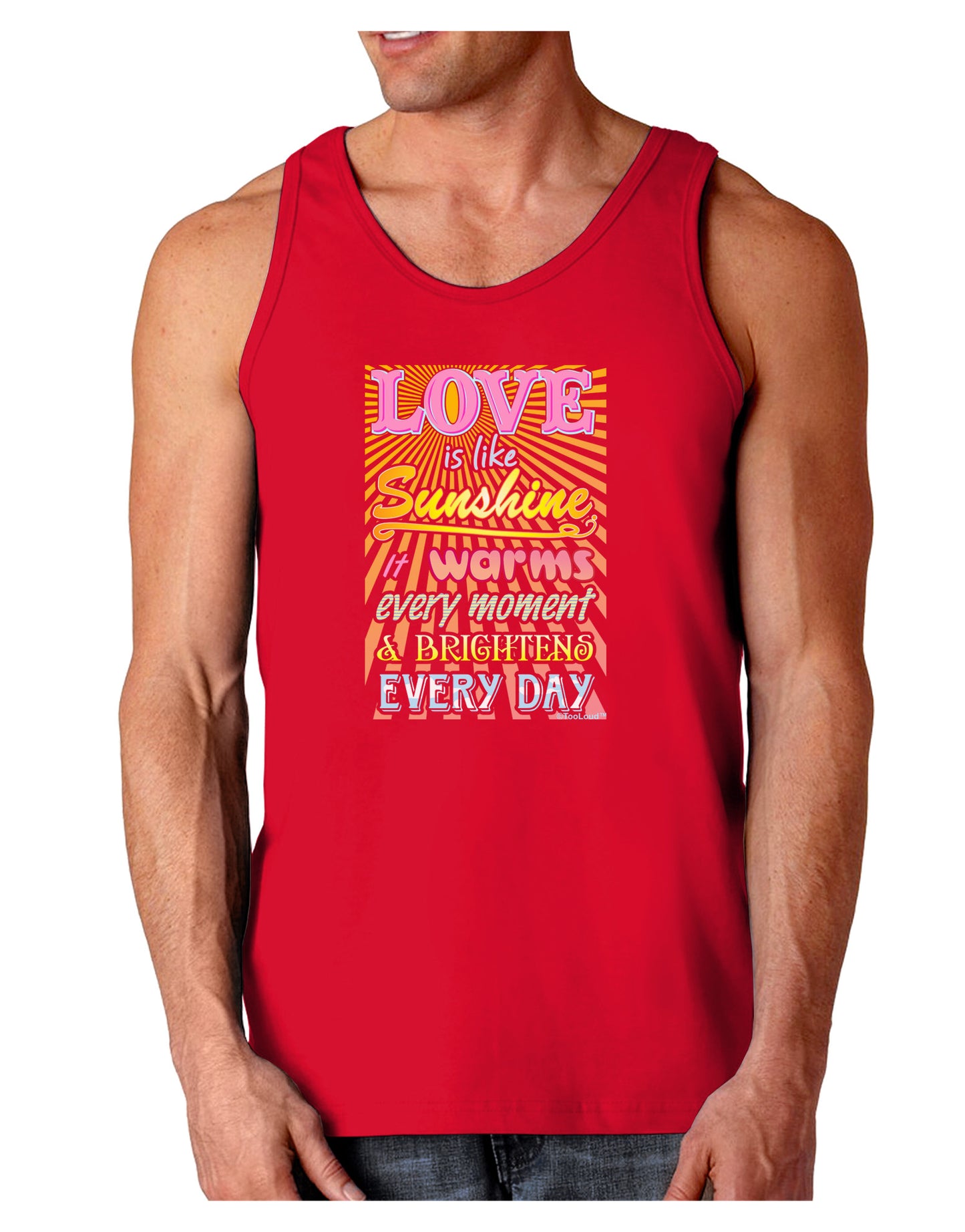 Love is like Sunshine - Sunburst Dark Loose Tank Top-Mens Loose Tank Top-TooLoud-Red-Small-Davson Sales
