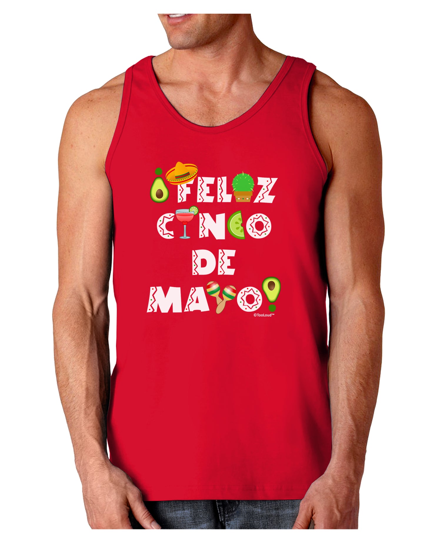 Feliz Cinco de Mayo - Fiesta Icons Dark Loose Tank Top by TooLoud-Mens Loose Tank Top-TooLoud-Red-Small-Davson Sales