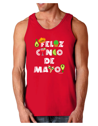 Feliz Cinco de Mayo - Fiesta Icons Dark Loose Tank Top by TooLoud-Mens Loose Tank Top-TooLoud-Red-Small-Davson Sales