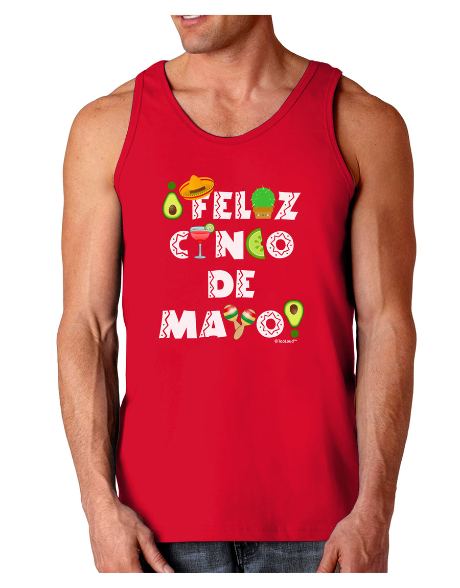 Feliz Cinco de Mayo - Fiesta Icons Dark Loose Tank Top by TooLoud-Mens Loose Tank Top-TooLoud-Black-Small-Davson Sales