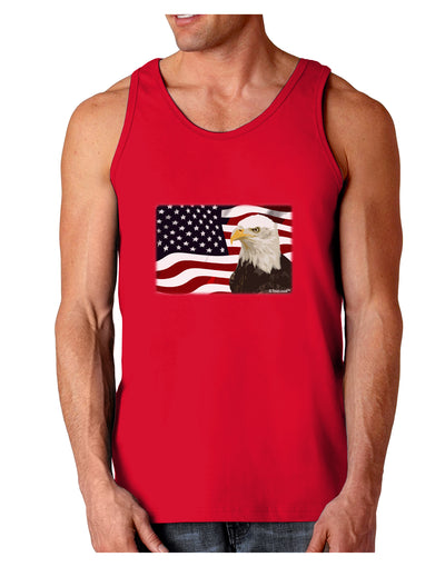 Patriotic USA Flag with Bald Eagle Dark Loose Tank Top by TooLoud-Mens Loose Tank Top-TooLoud-Red-Small-Davson Sales