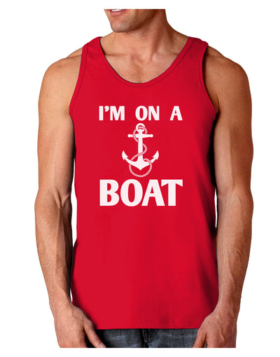 I'm on a BOAT Dark Loose Tank Top-Mens Loose Tank Top-TooLoud-Red-Small-Davson Sales