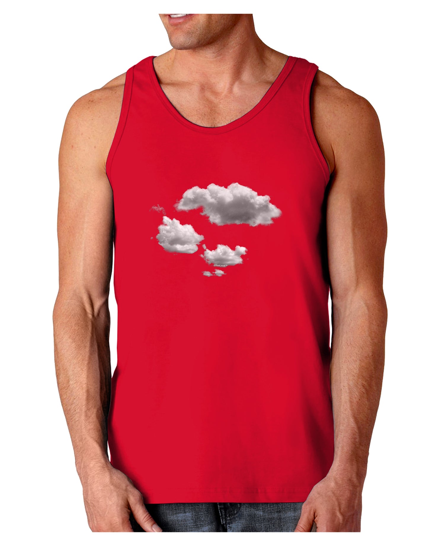 Inverted Puffy Clouds Dark Loose Tank Top-Mens Loose Tank Top-TooLoud-Red-Small-Davson Sales