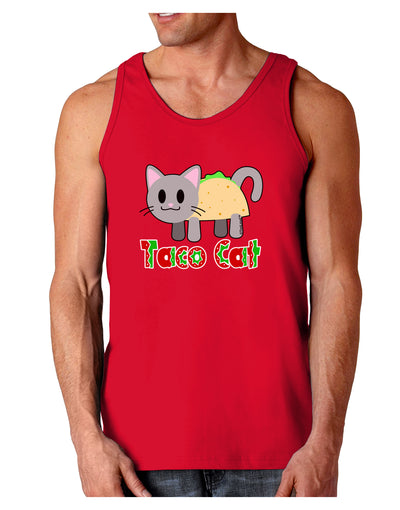 Cute Taco Cat Design Text Dark Loose Tank Top by TooLoud-Mens Loose Tank Top-TooLoud-Red-Small-Davson Sales