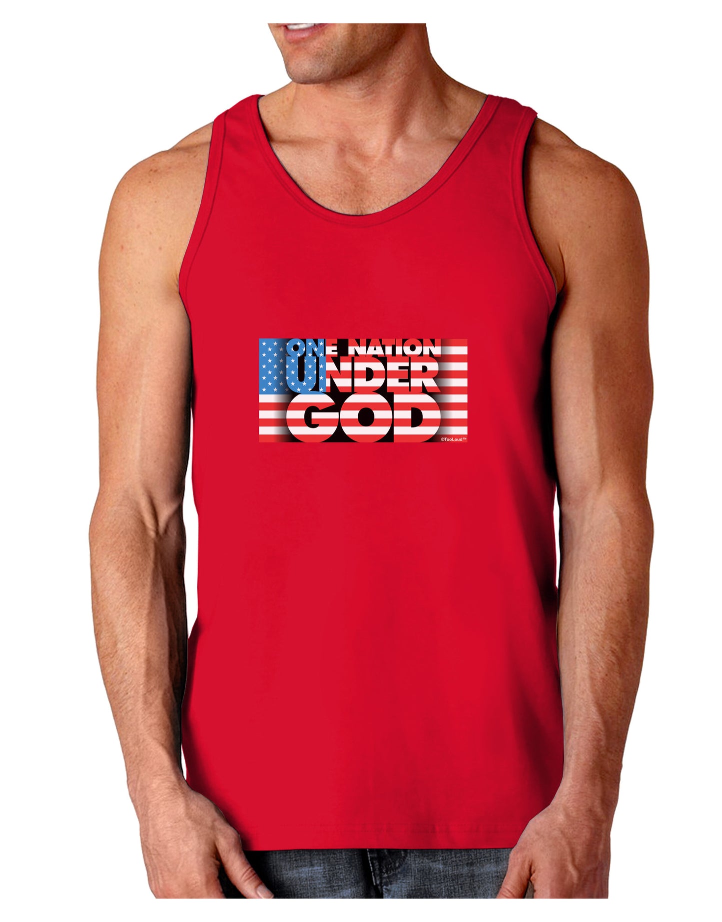 One Nation Under God Dark Loose Tank Top-Mens Loose Tank Top-TooLoud-Red-Small-Davson Sales